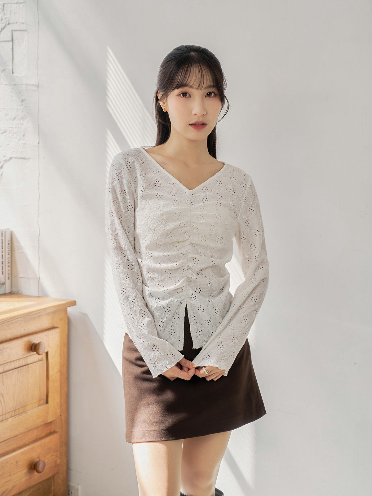 Eyelet Slit Hem Top
