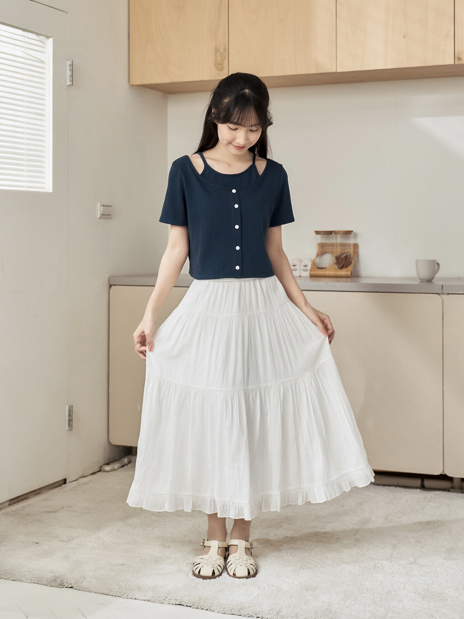 Layered Buttoned Top
