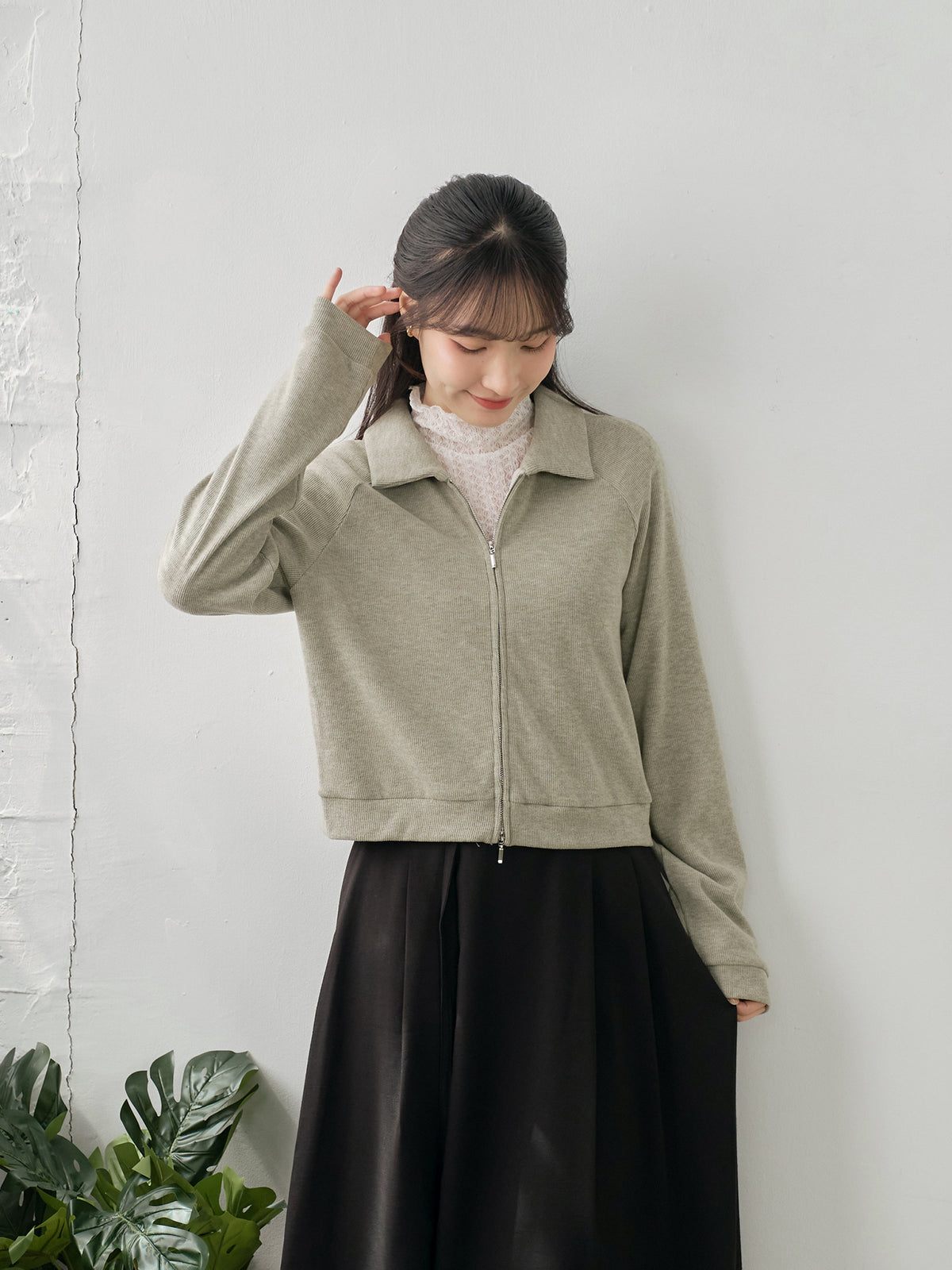 Soft Touch Cashmere Zip-Up Top