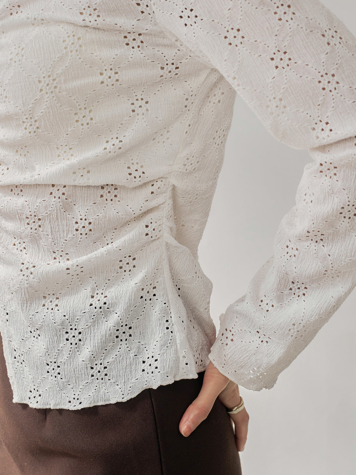 Eyelet Slit Hem Top