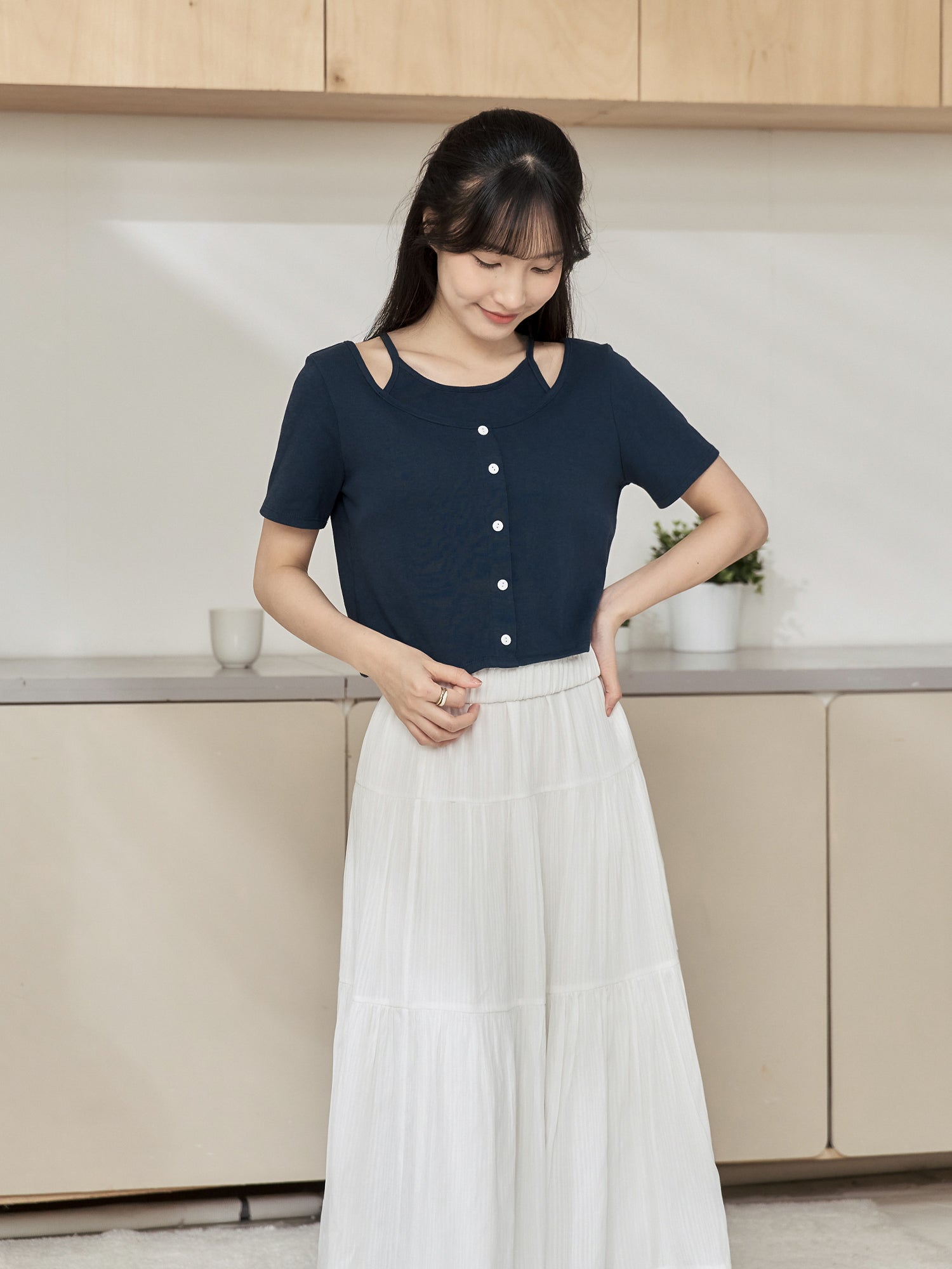 Layered Buttoned Top