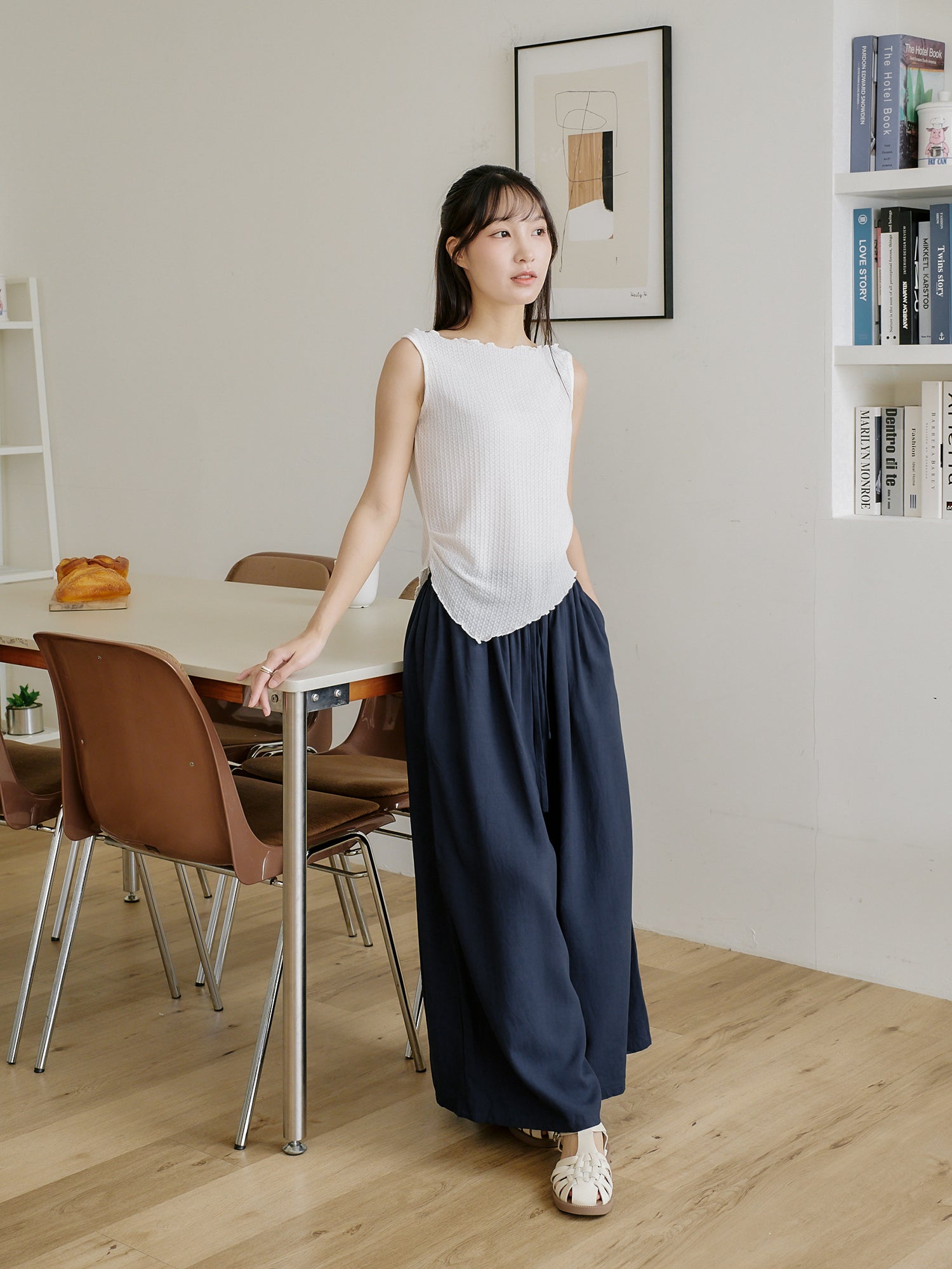 Asymmetric Waffle Sleeveless Top
