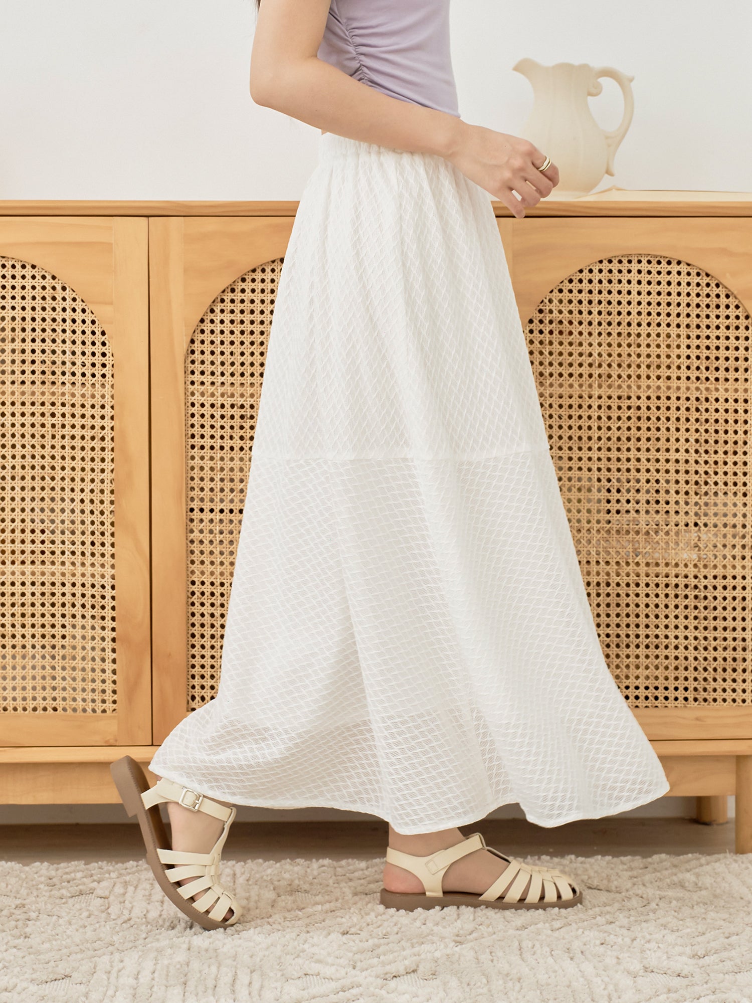 Mesh A-Line Elastic Waist Skirt