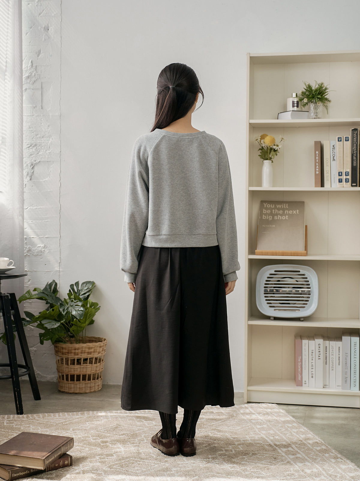 Cropped Henley Sweatshirt