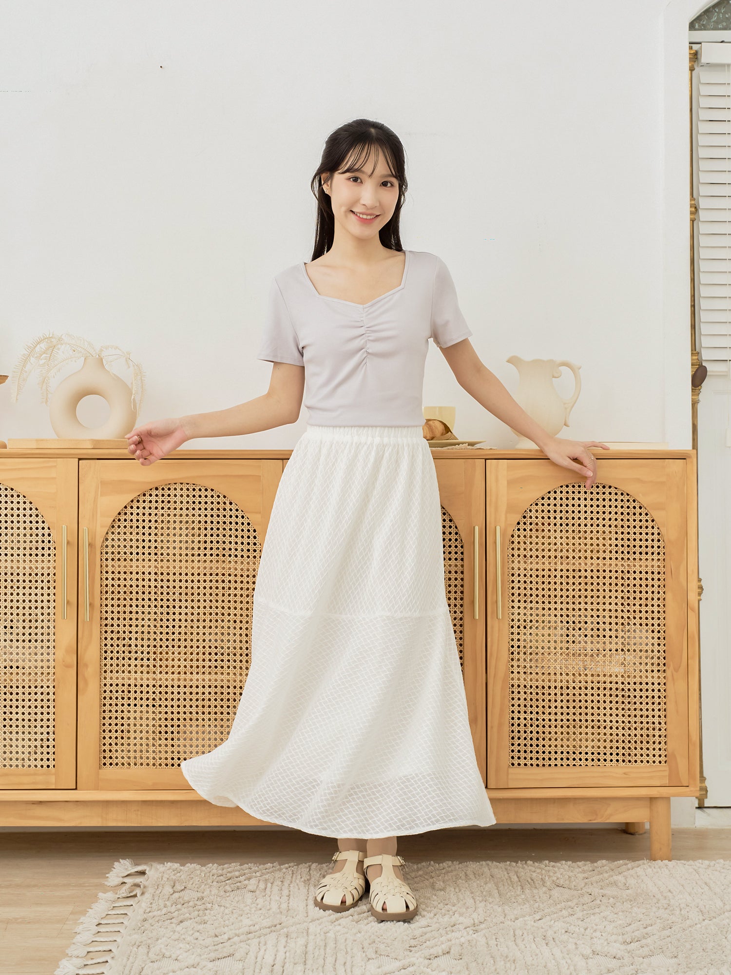 Mesh A-Line Elastic Waist Skirt