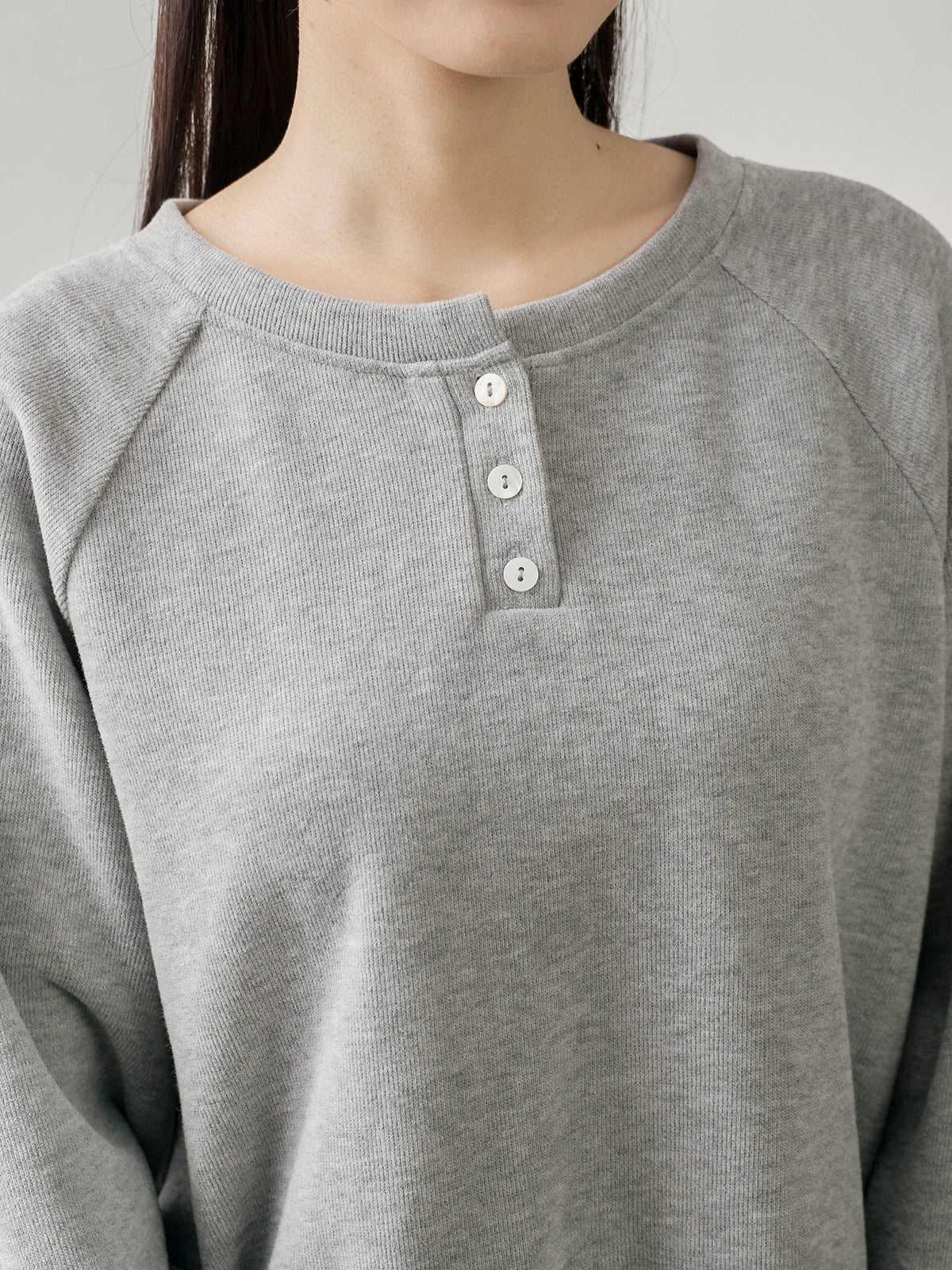 Cropped Henley Sweatshirt