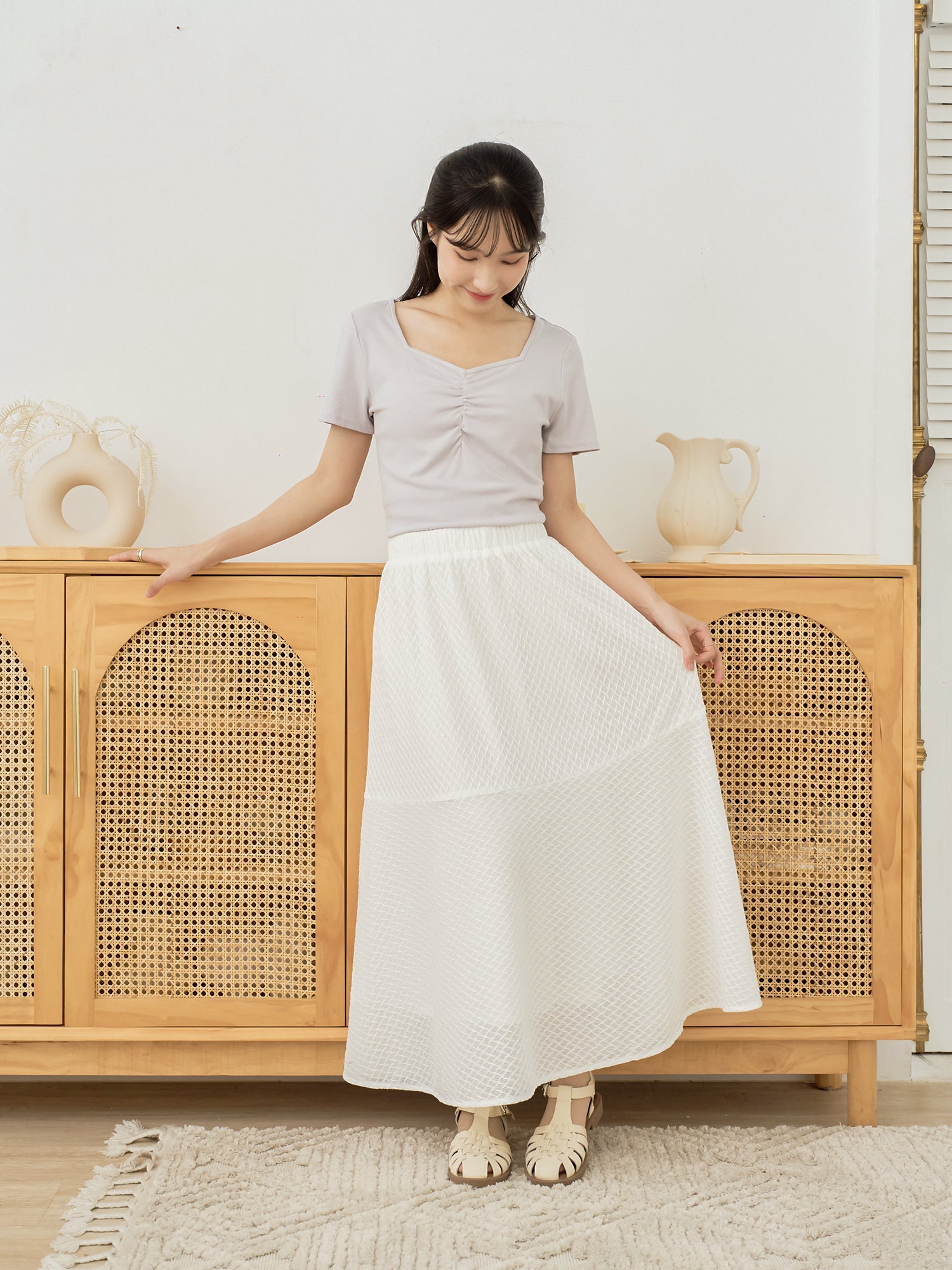 Mesh A-Line Elastic Waist Skirt
