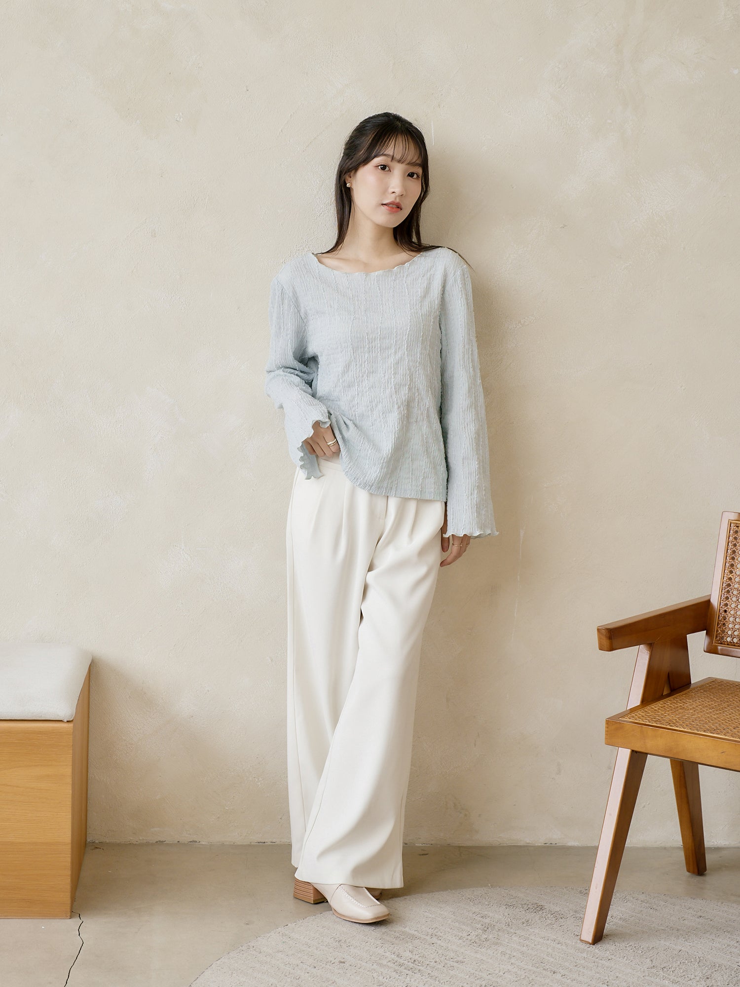 Textured Long Sleeve Top