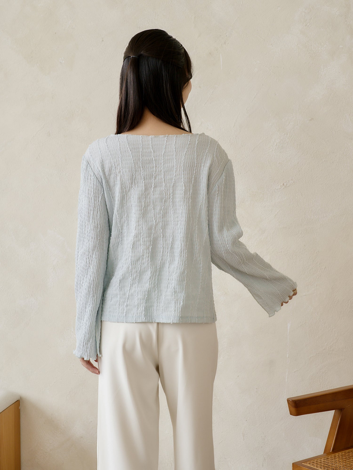 Textured Long Sleeve Top