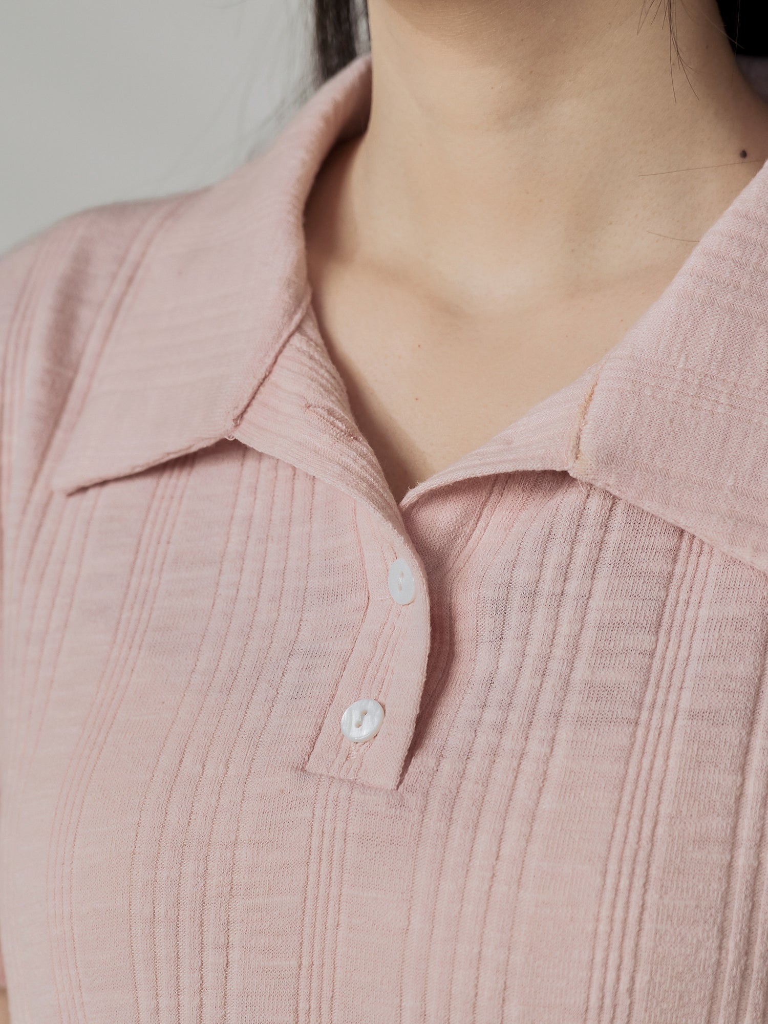 Knit-Blend Cropped Polo Top