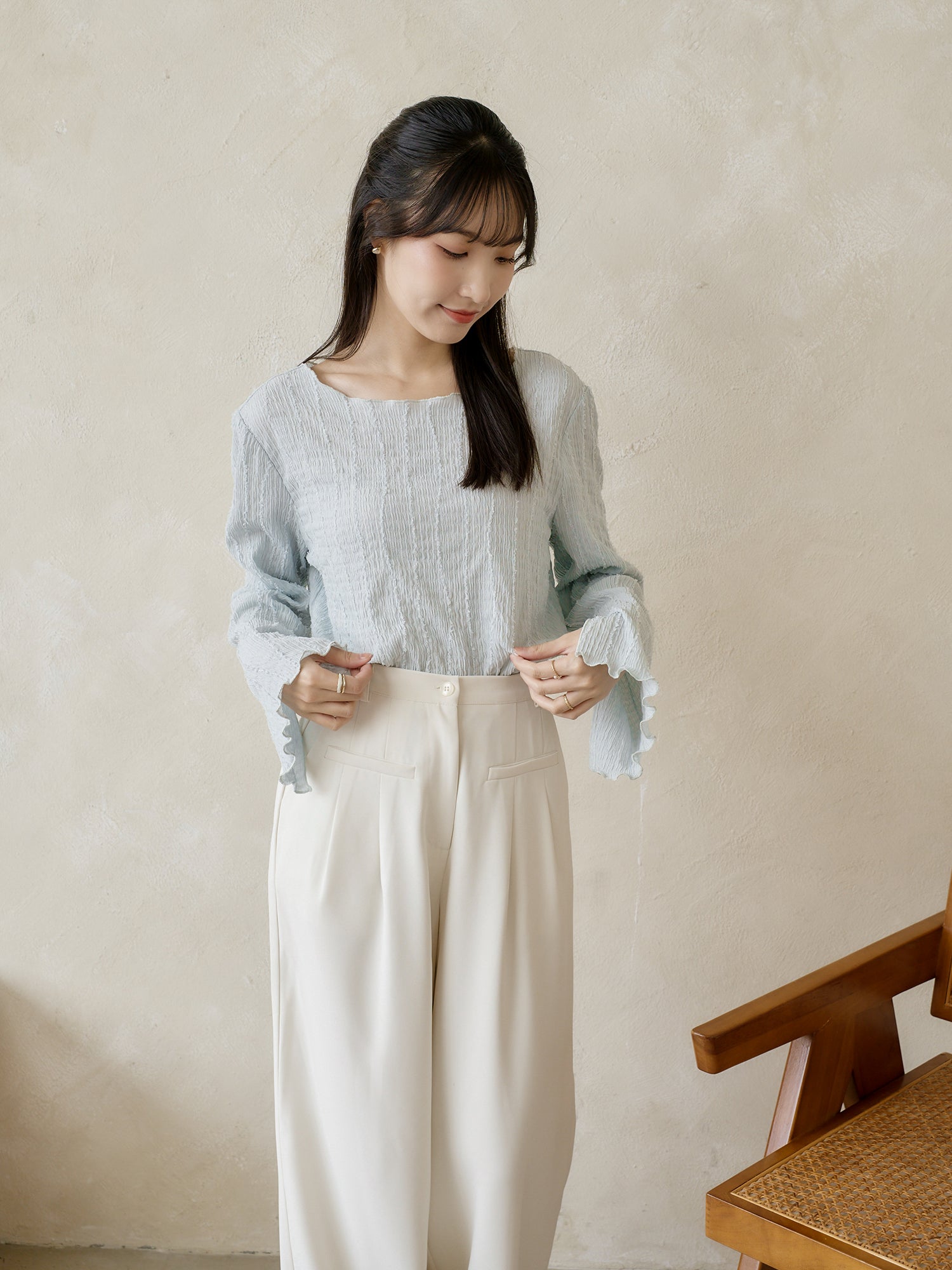 Textured Long Sleeve Top