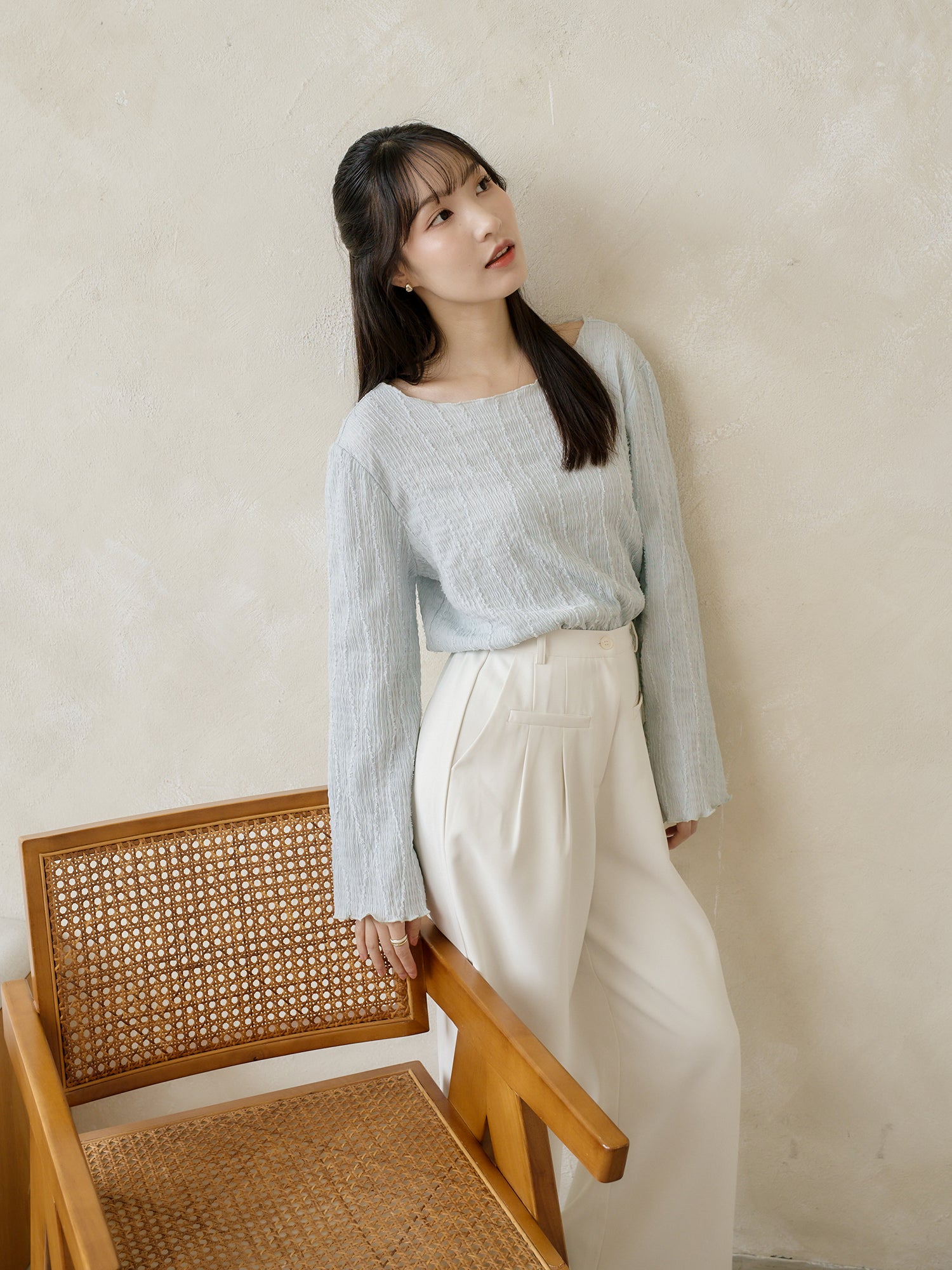 Textured Long Sleeve Top