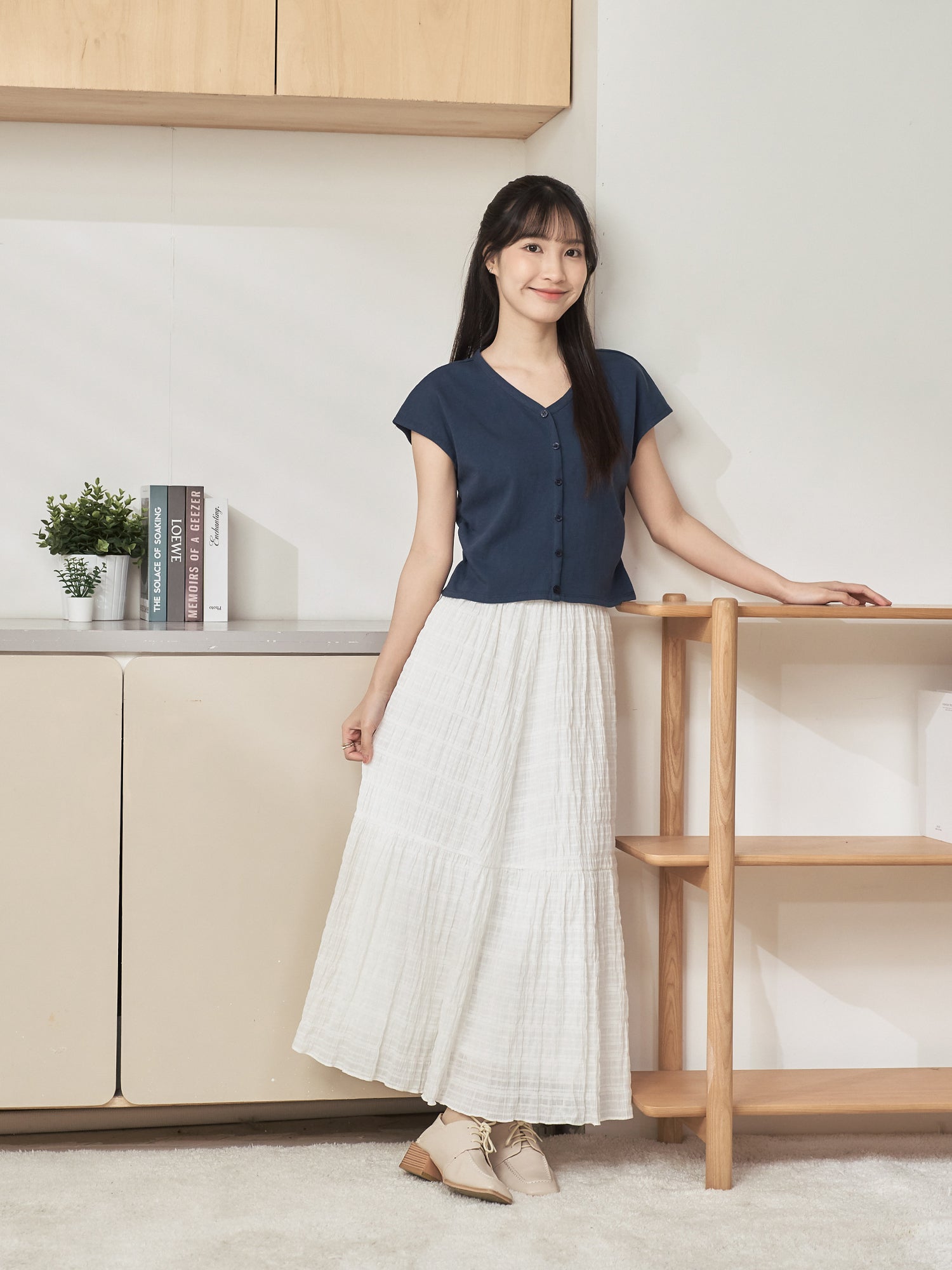 Textured A-line Skirt