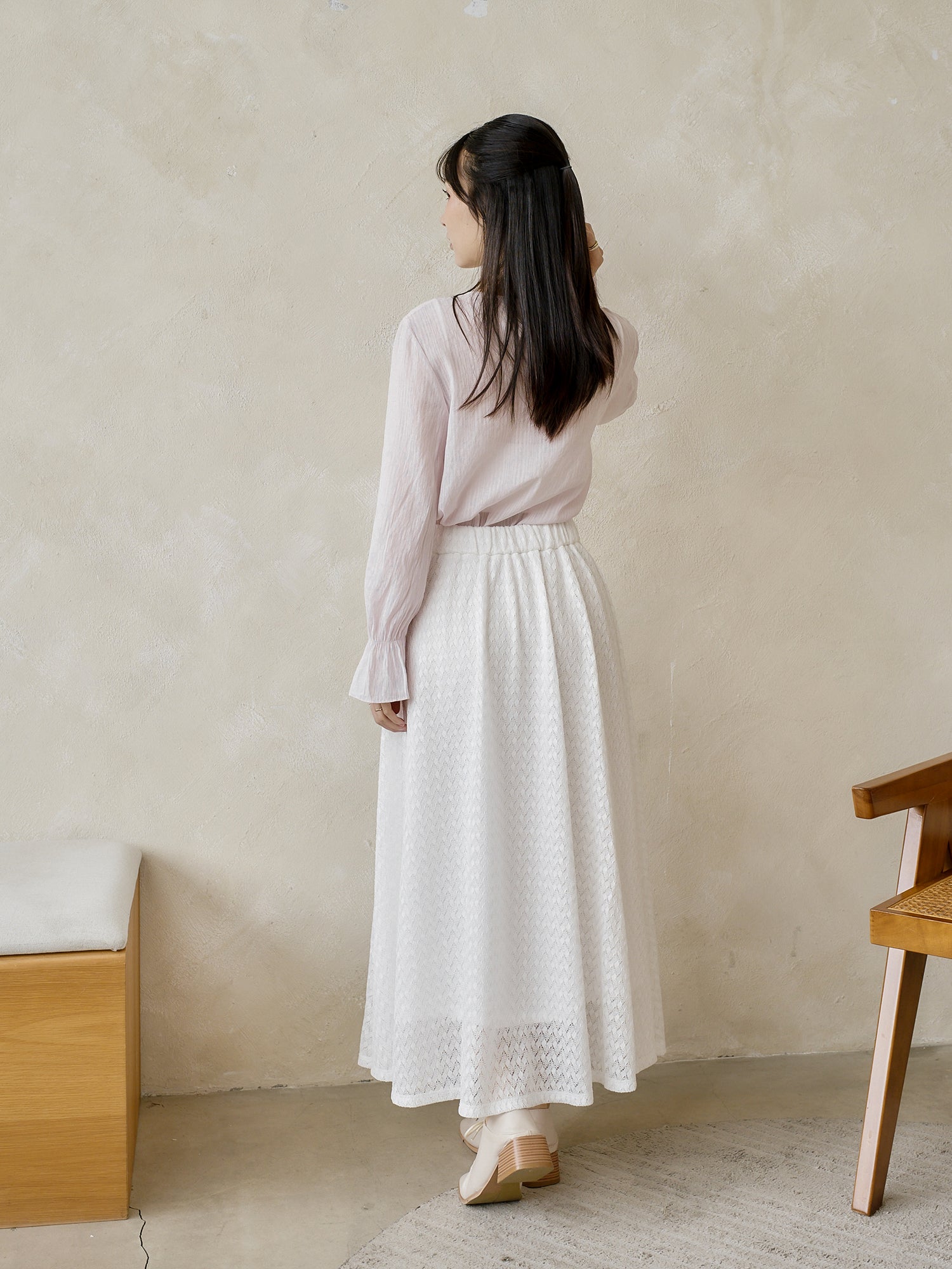 蕾絲感半身長裙