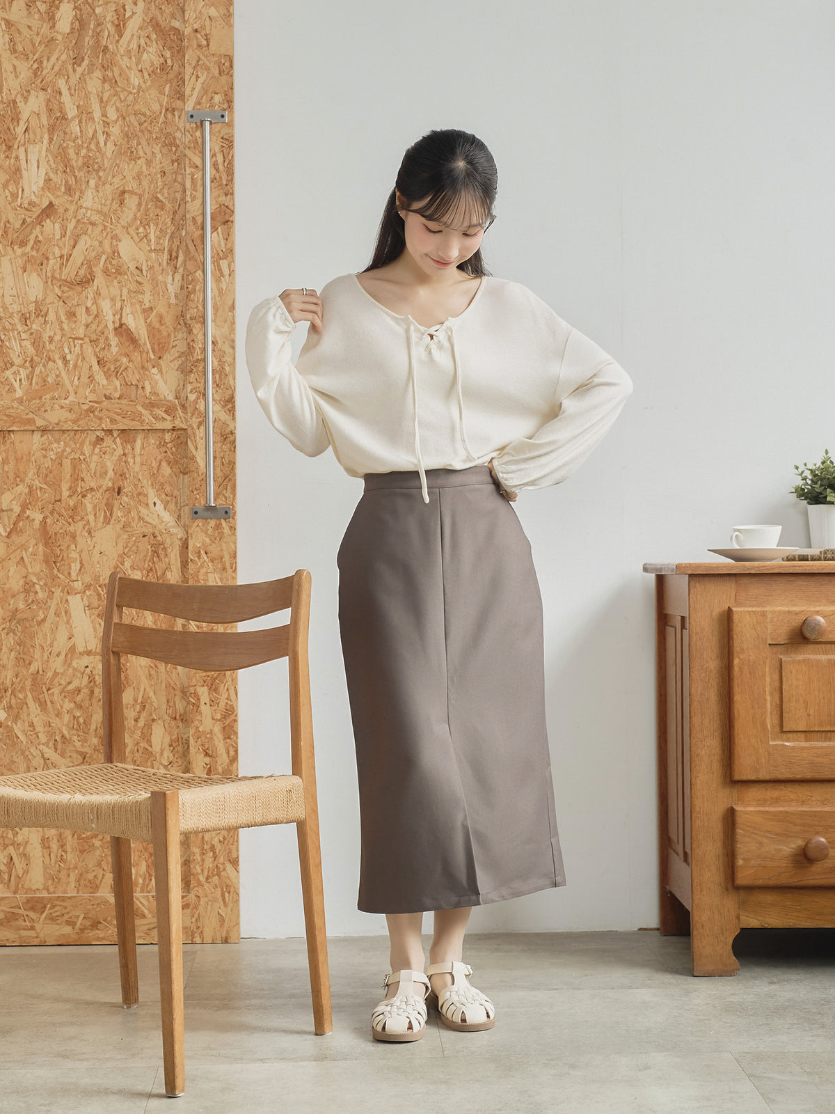 Lace Up Detailed Blended-Knit Top