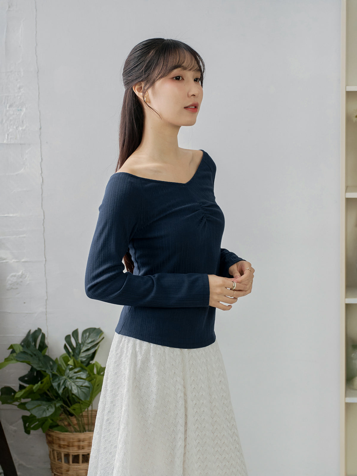 V-neck Front Gather Top