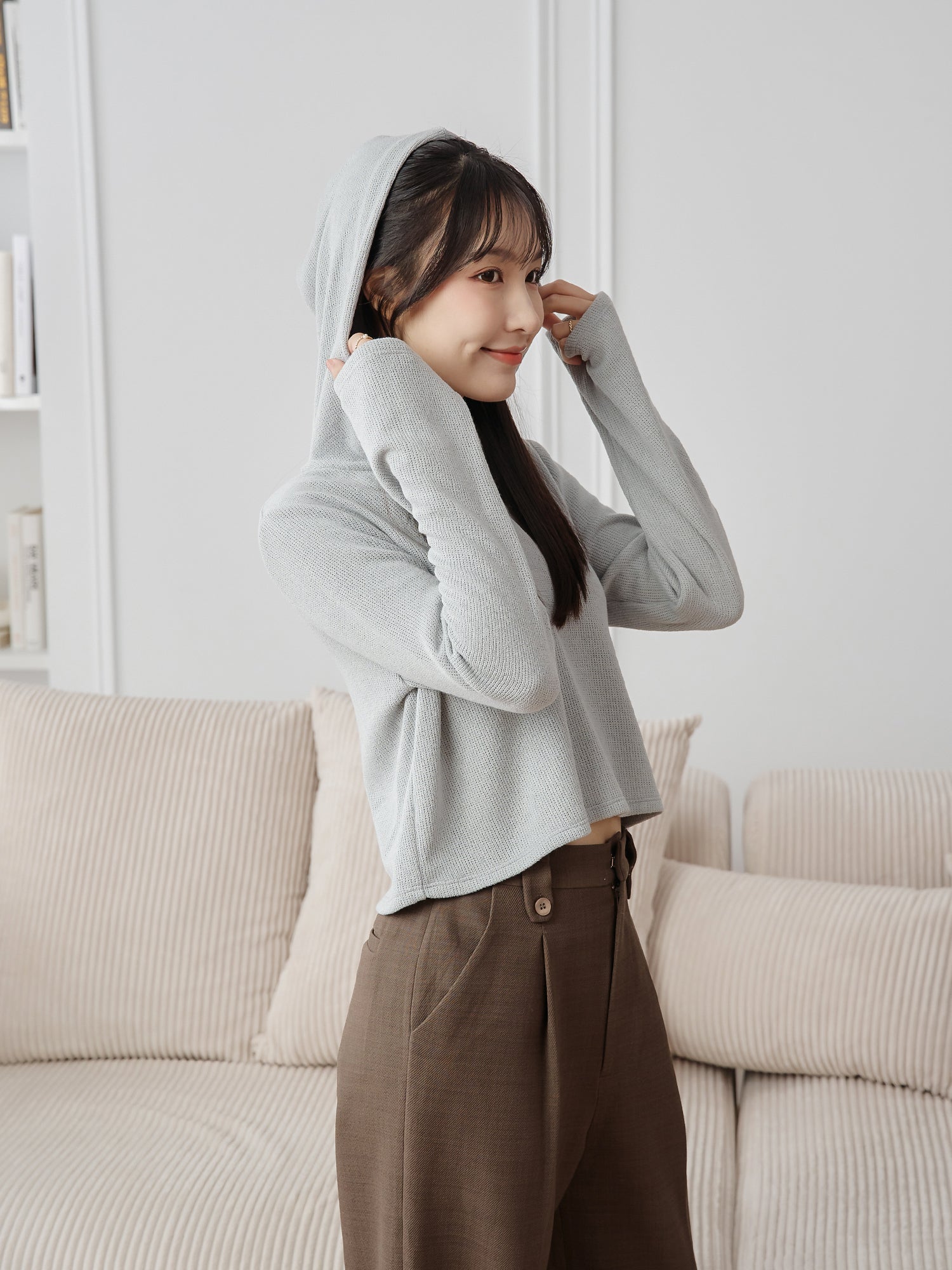 Henley Hooded Knit Top