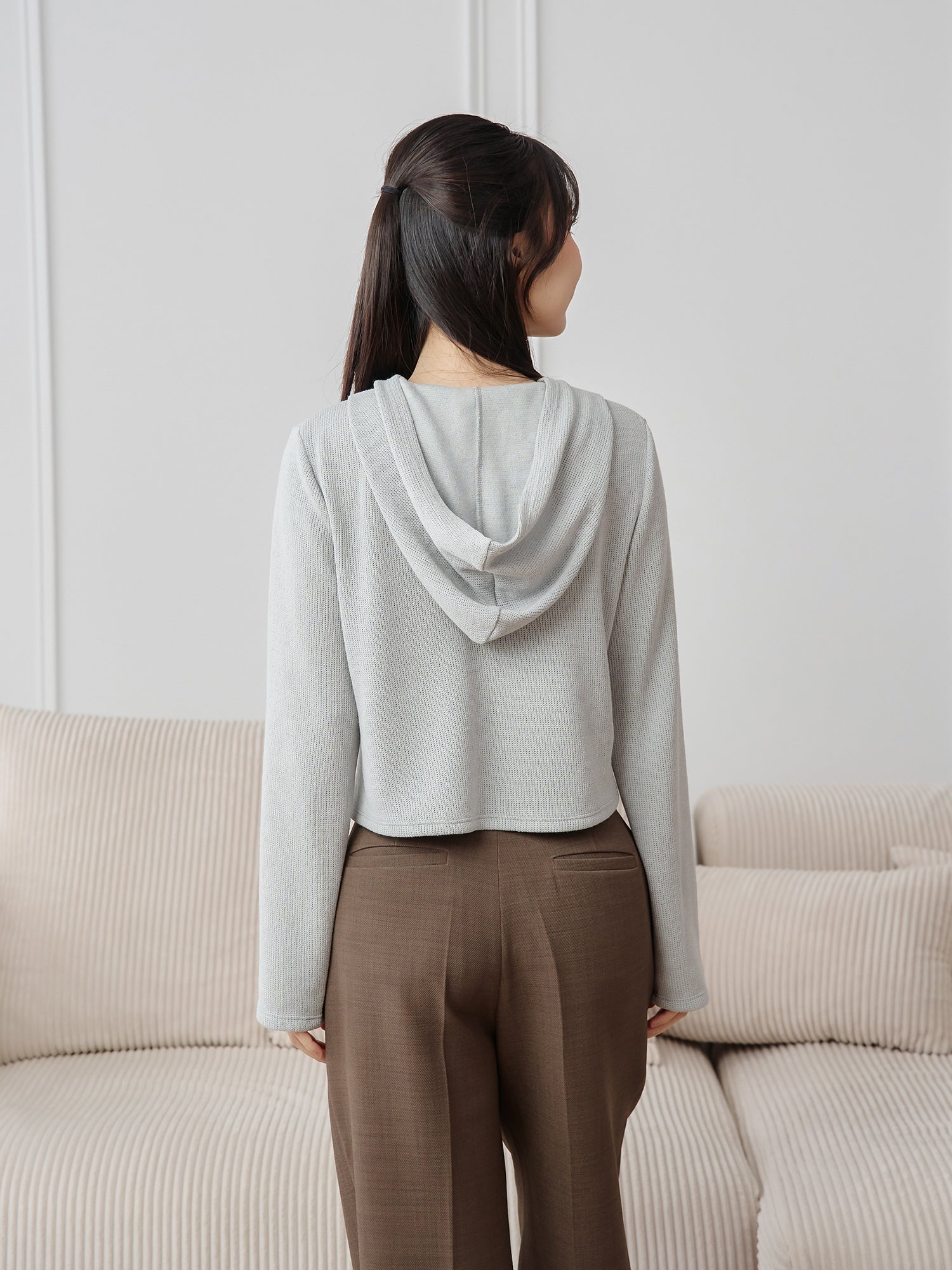 Henley Hooded Knit Top