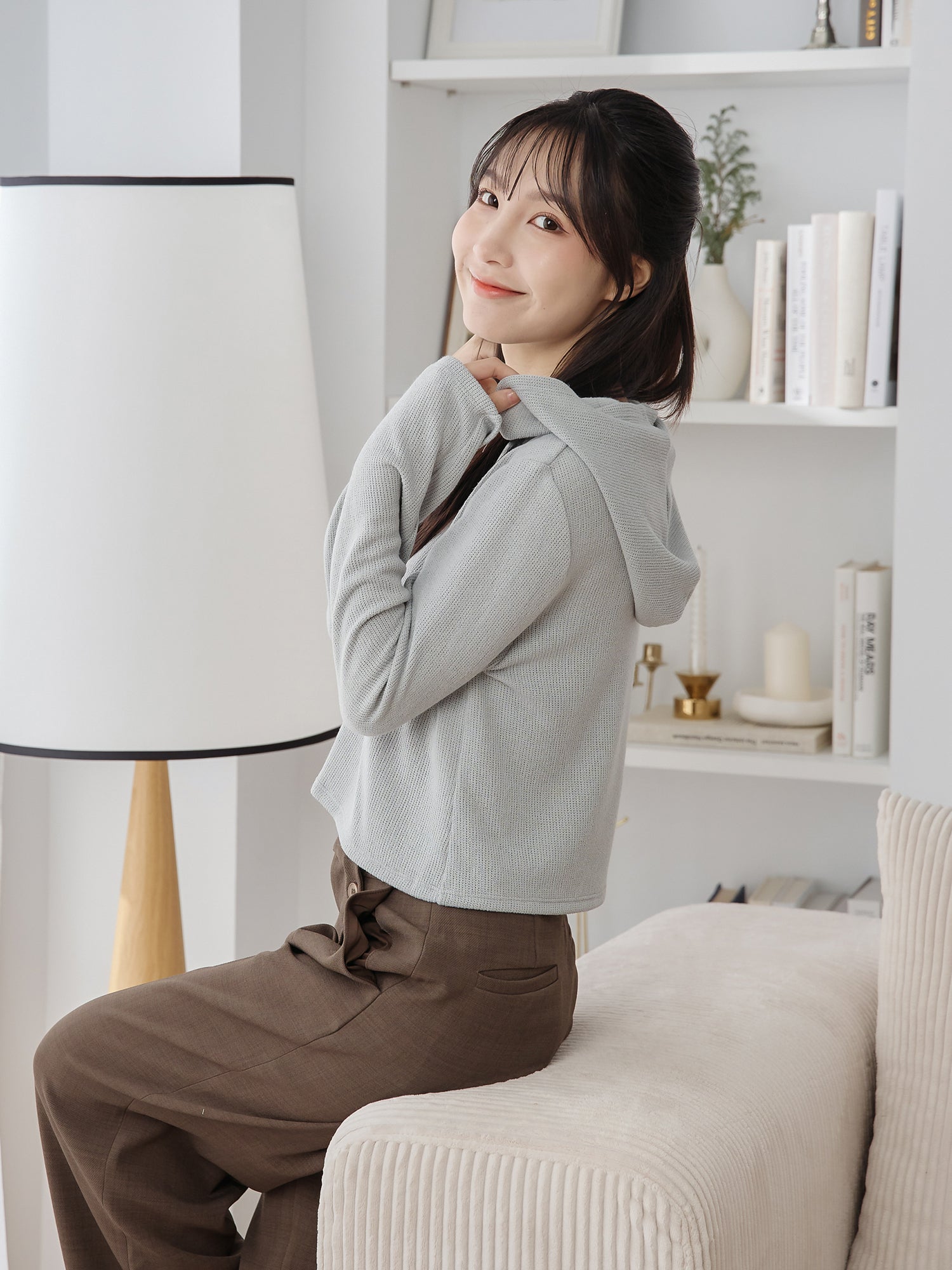 Henley Hooded Knit Top