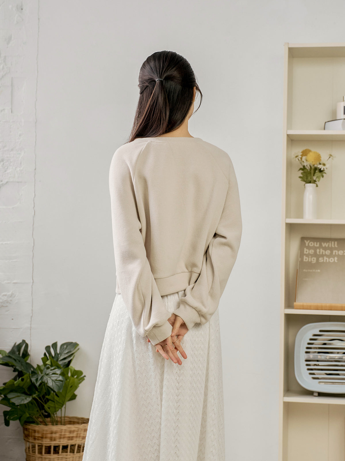 Cropped Henley Sweatshirt