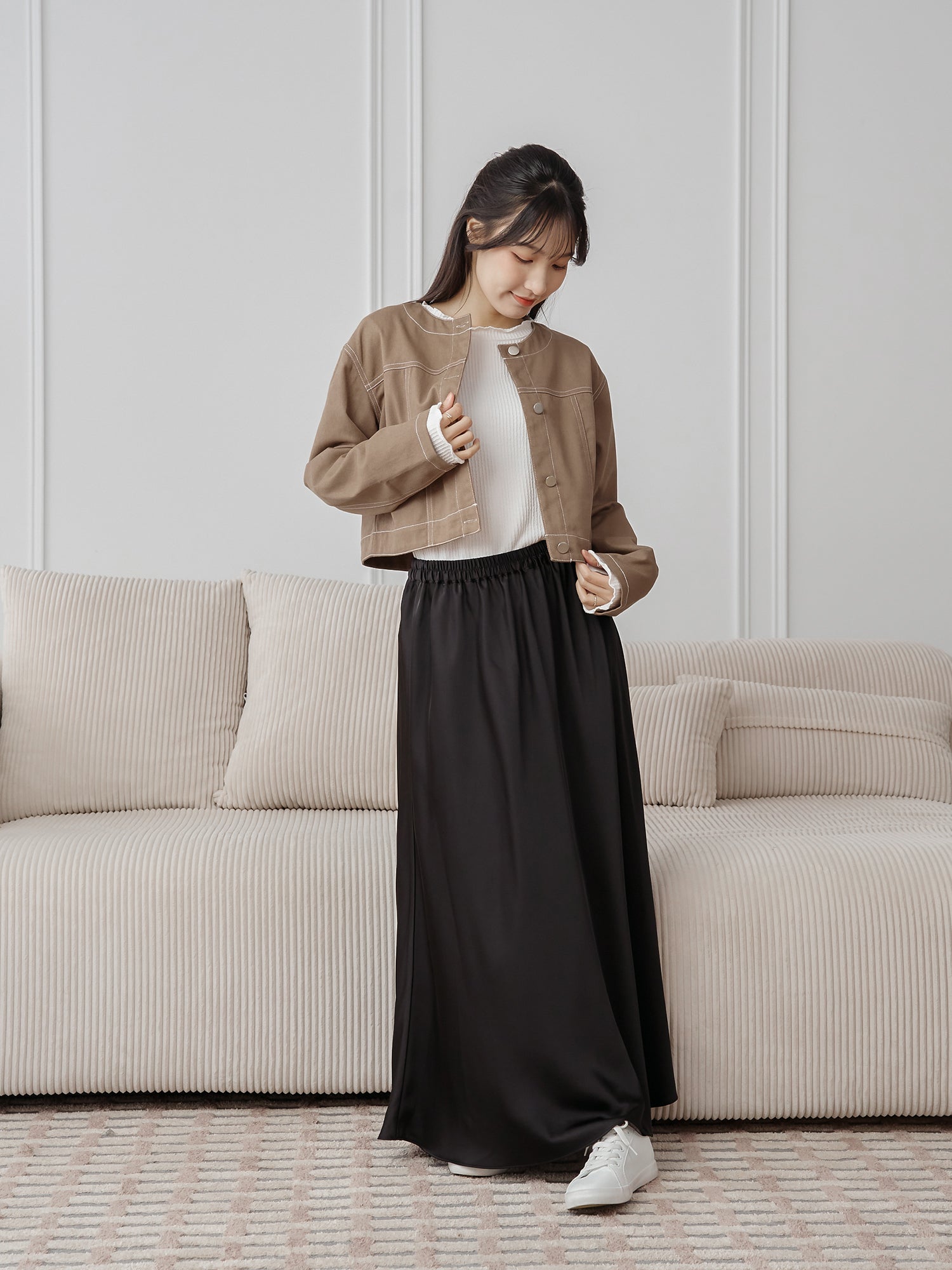 Round Neck Twill Jacket