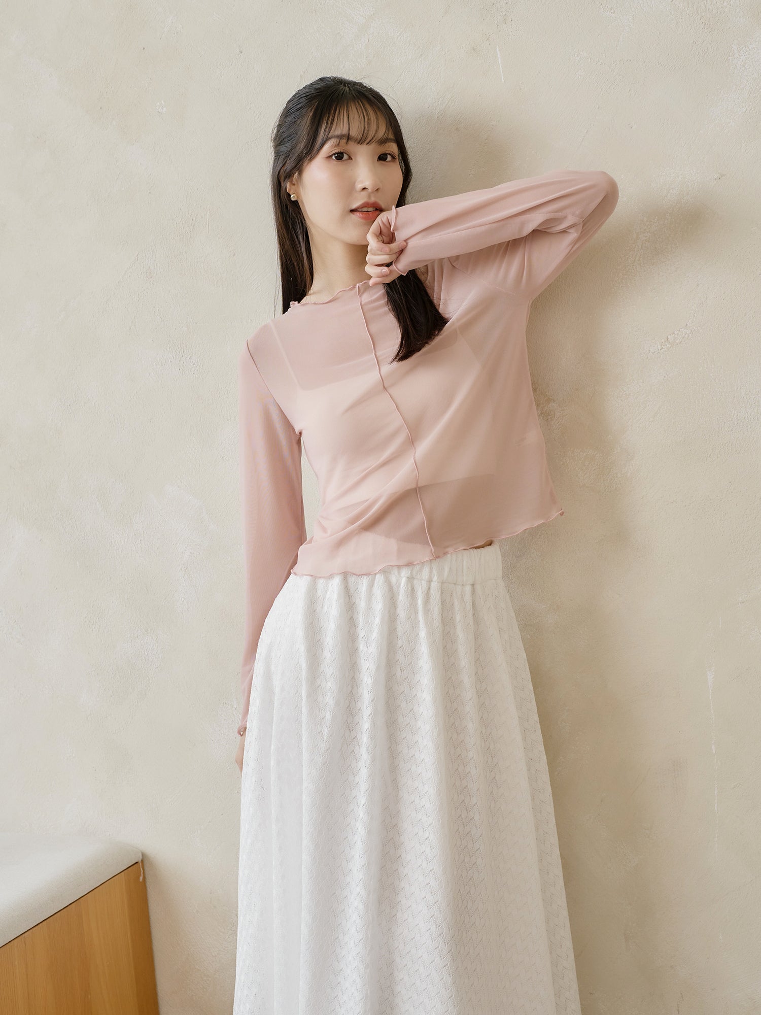 Soft Ruffle Sheer Top