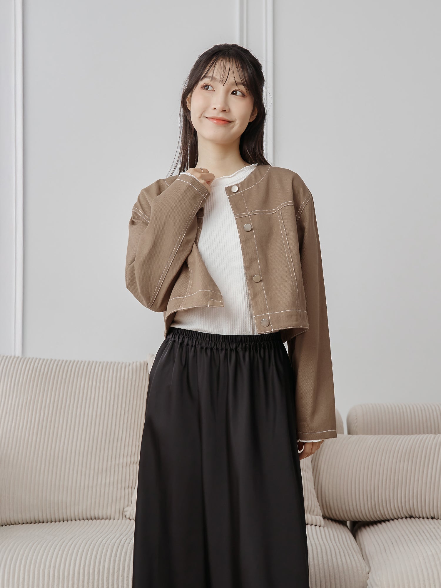 Round Neck Twill Jacket