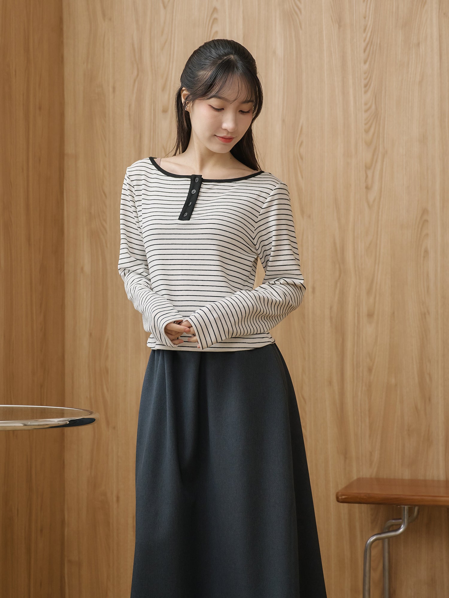 亨利領條紋上衣