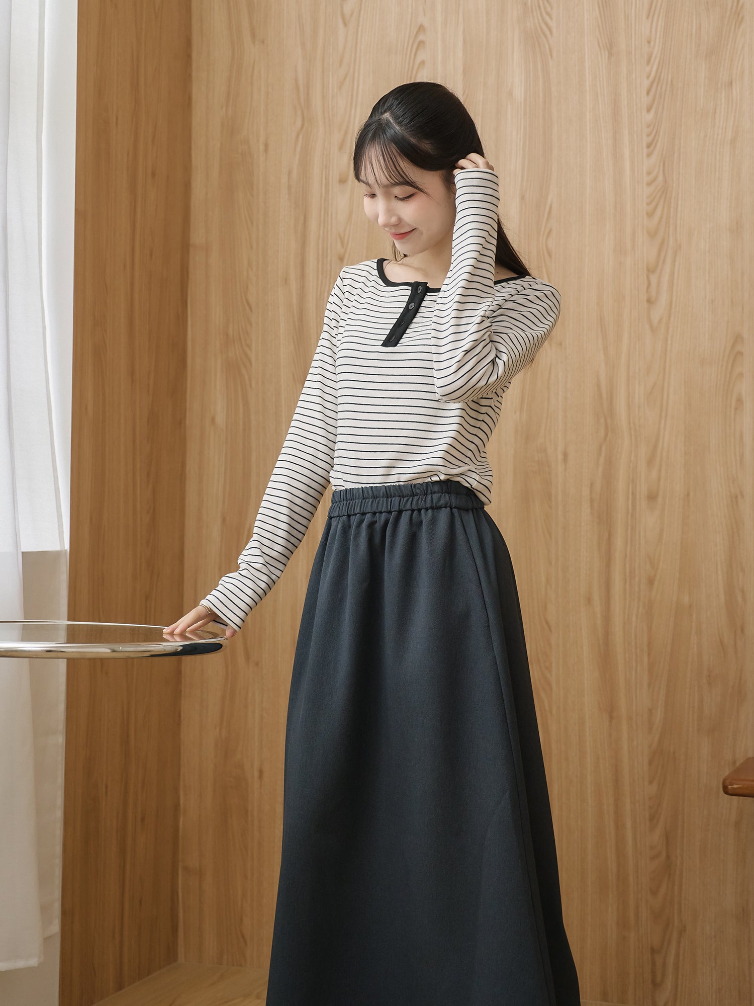 亨利領條紋上衣