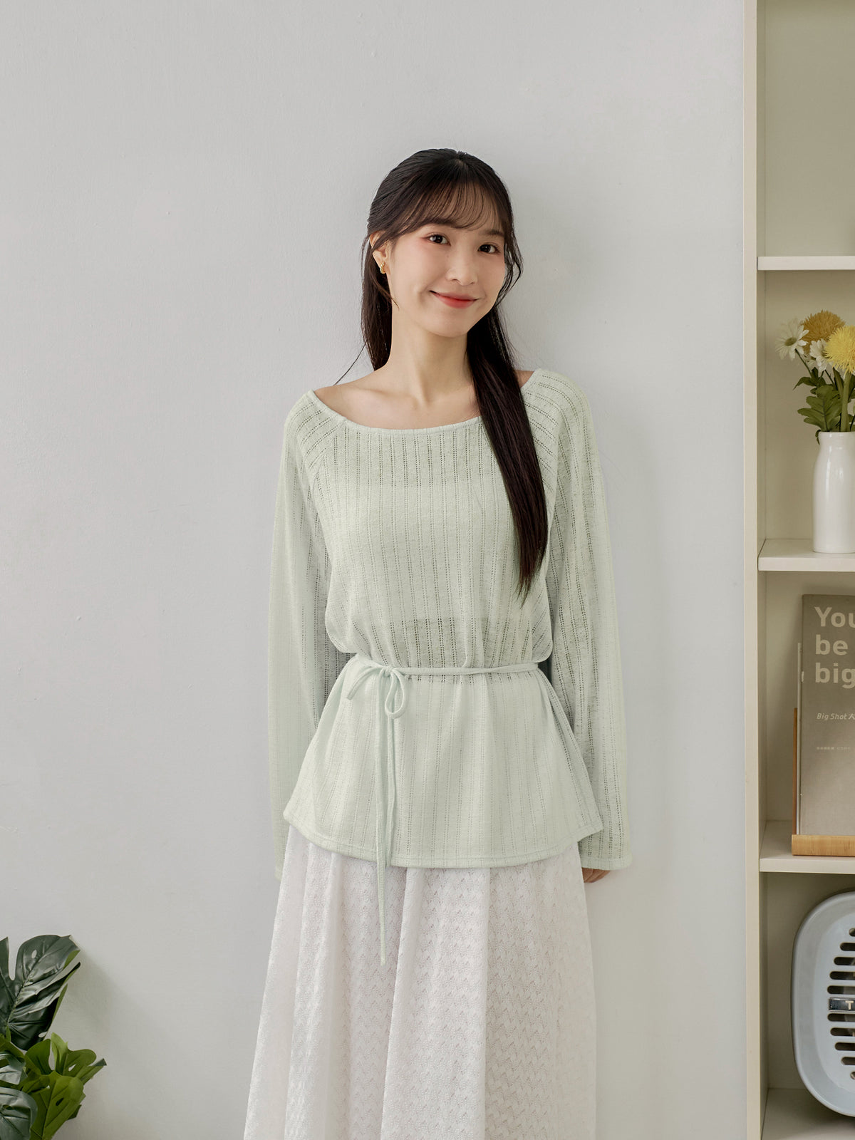 Airy Relaxed Tie-Detail Crochet Top