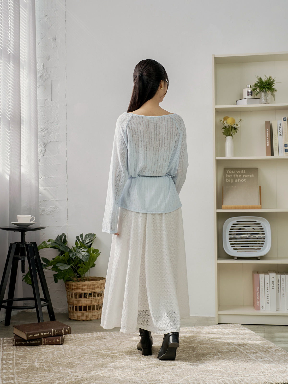 Airy Relaxed Tie-Detail Crochet Top