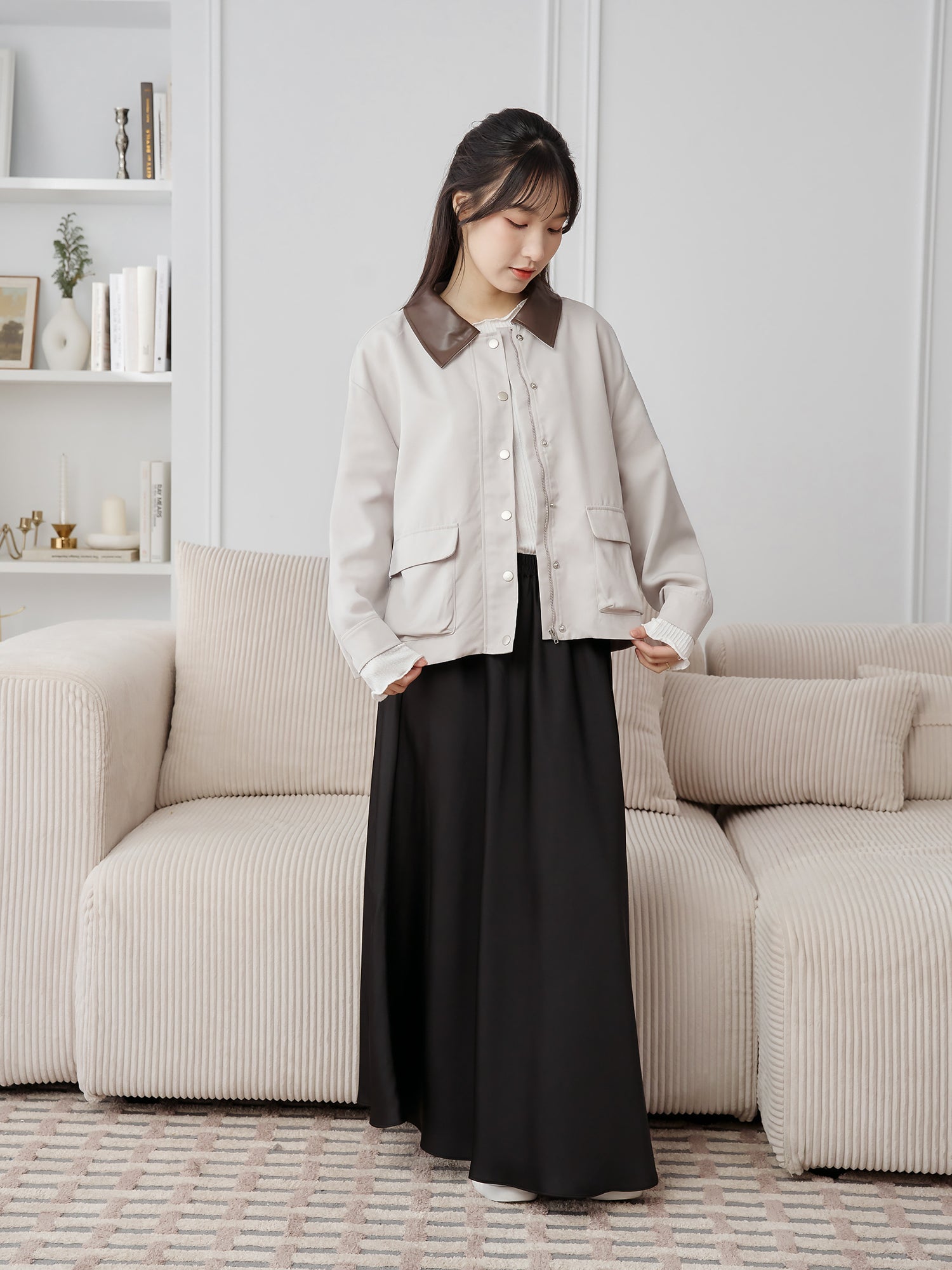 Leather Collar Barn Jacket