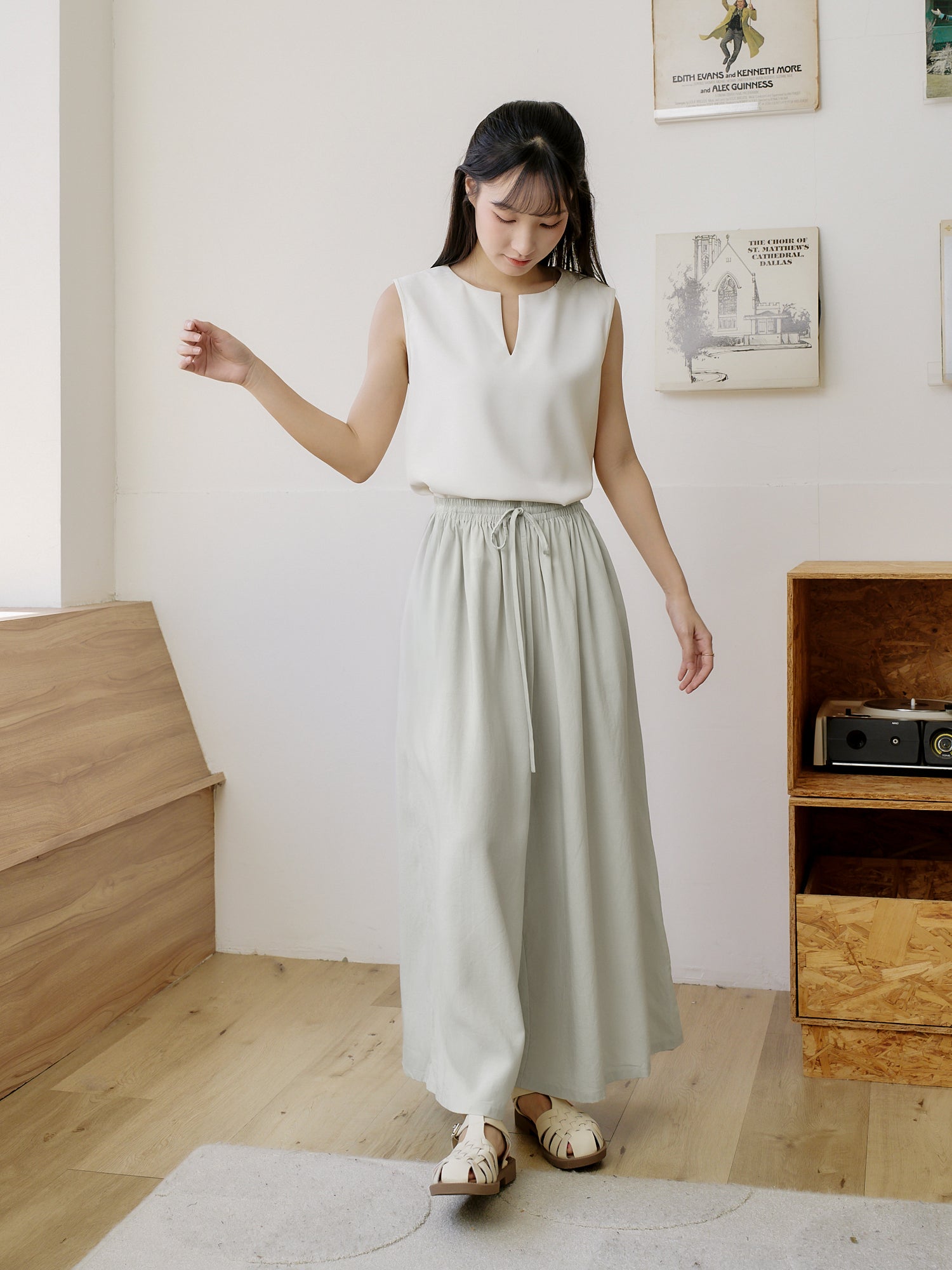 Elastic Waist Wide Leg Pants