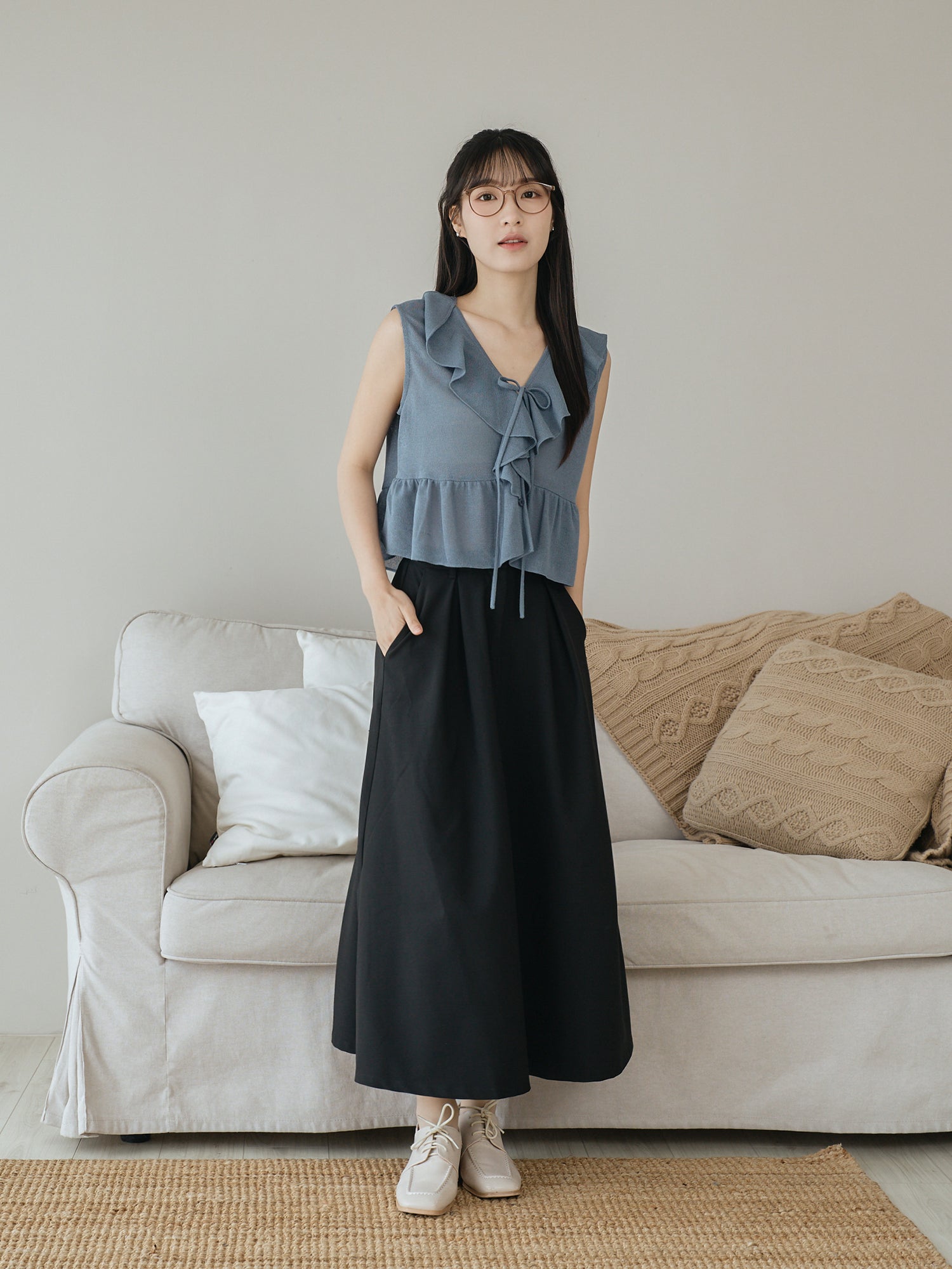Pleated Midi Skirt