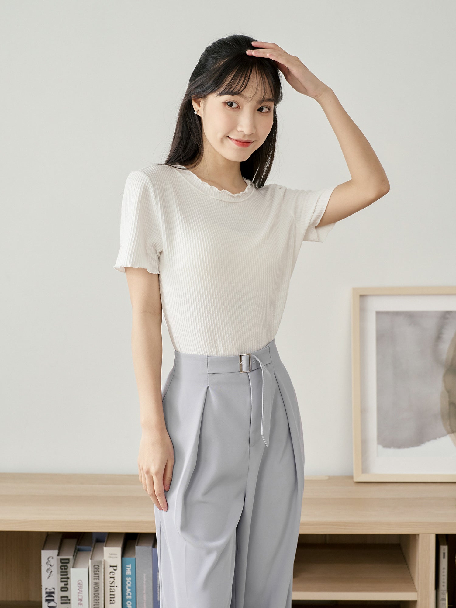 Textured Babylock Short Sleeve Top
