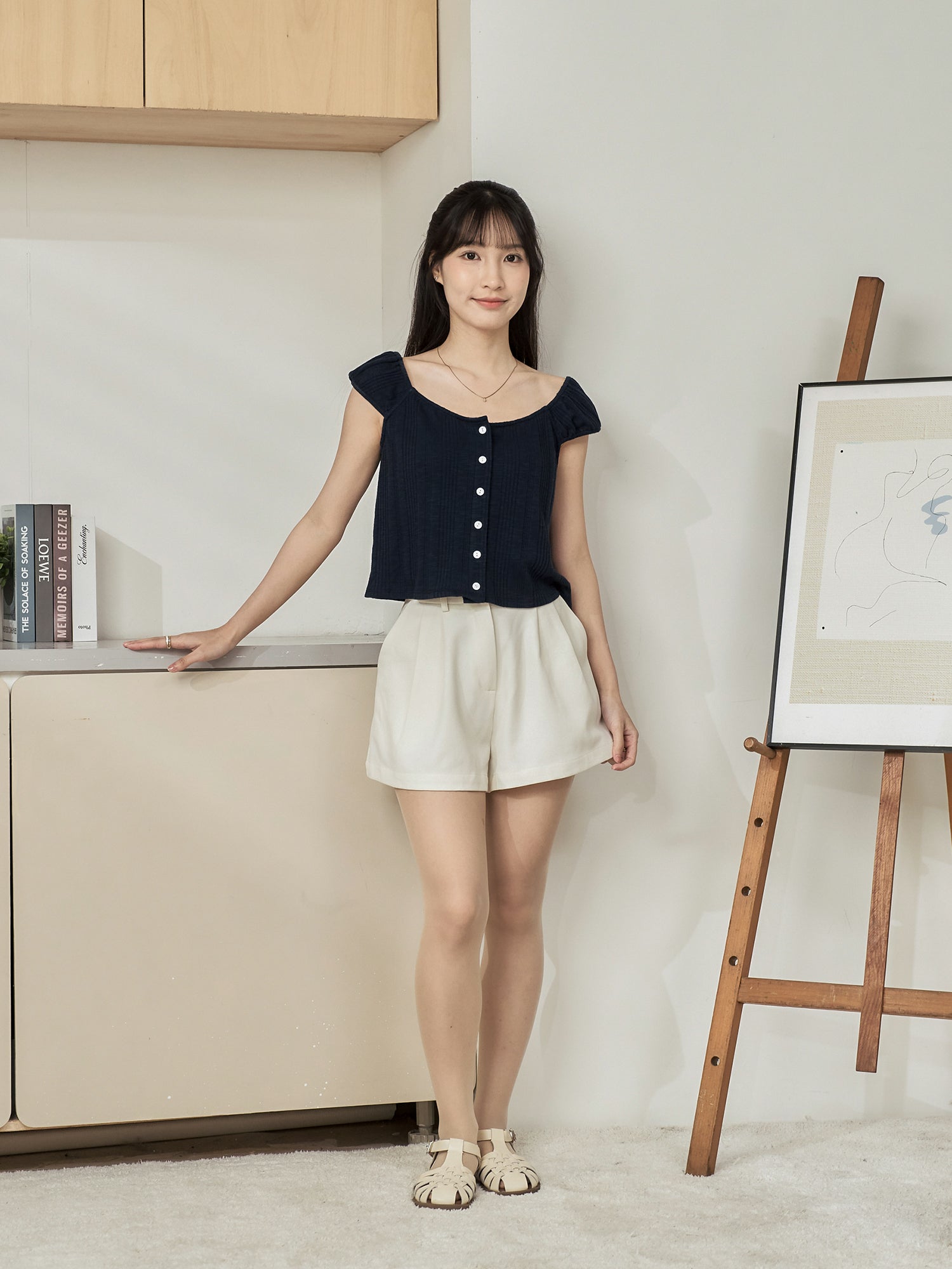 Knit-Blend Cap Sleeve Top