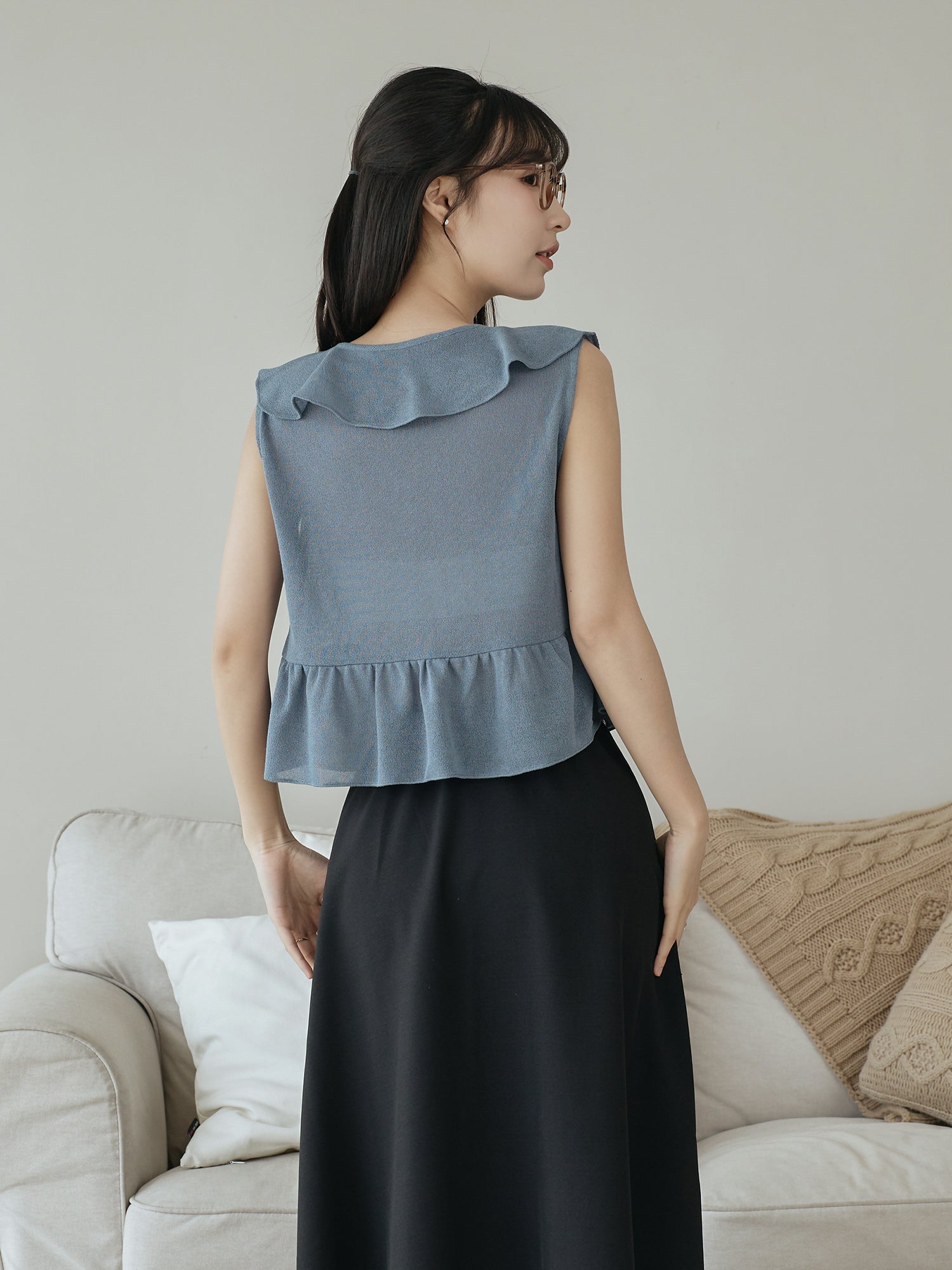 Ruffle Tie Detail Sleeveless Top