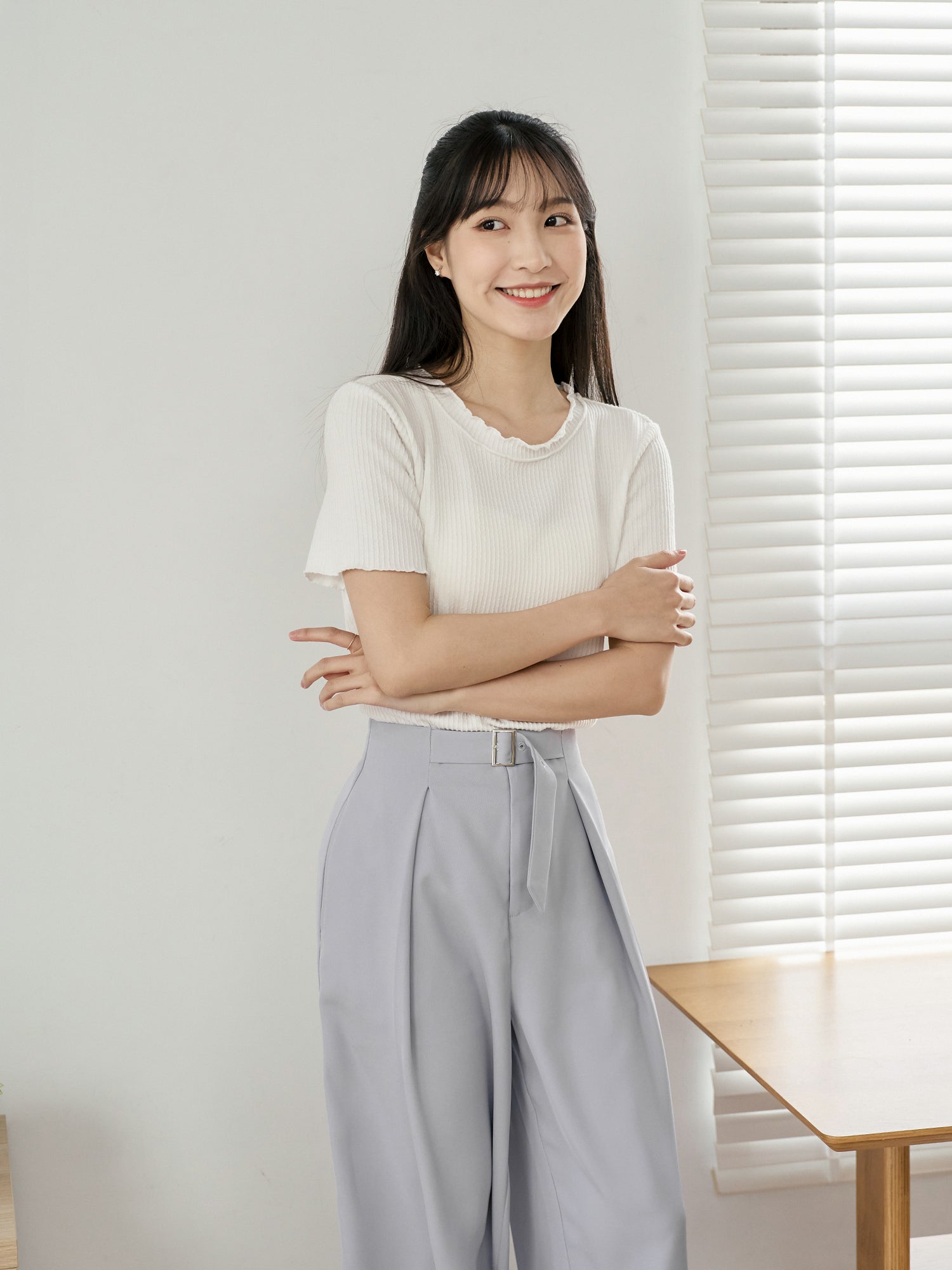 Textured Babylock Short Sleeve Top