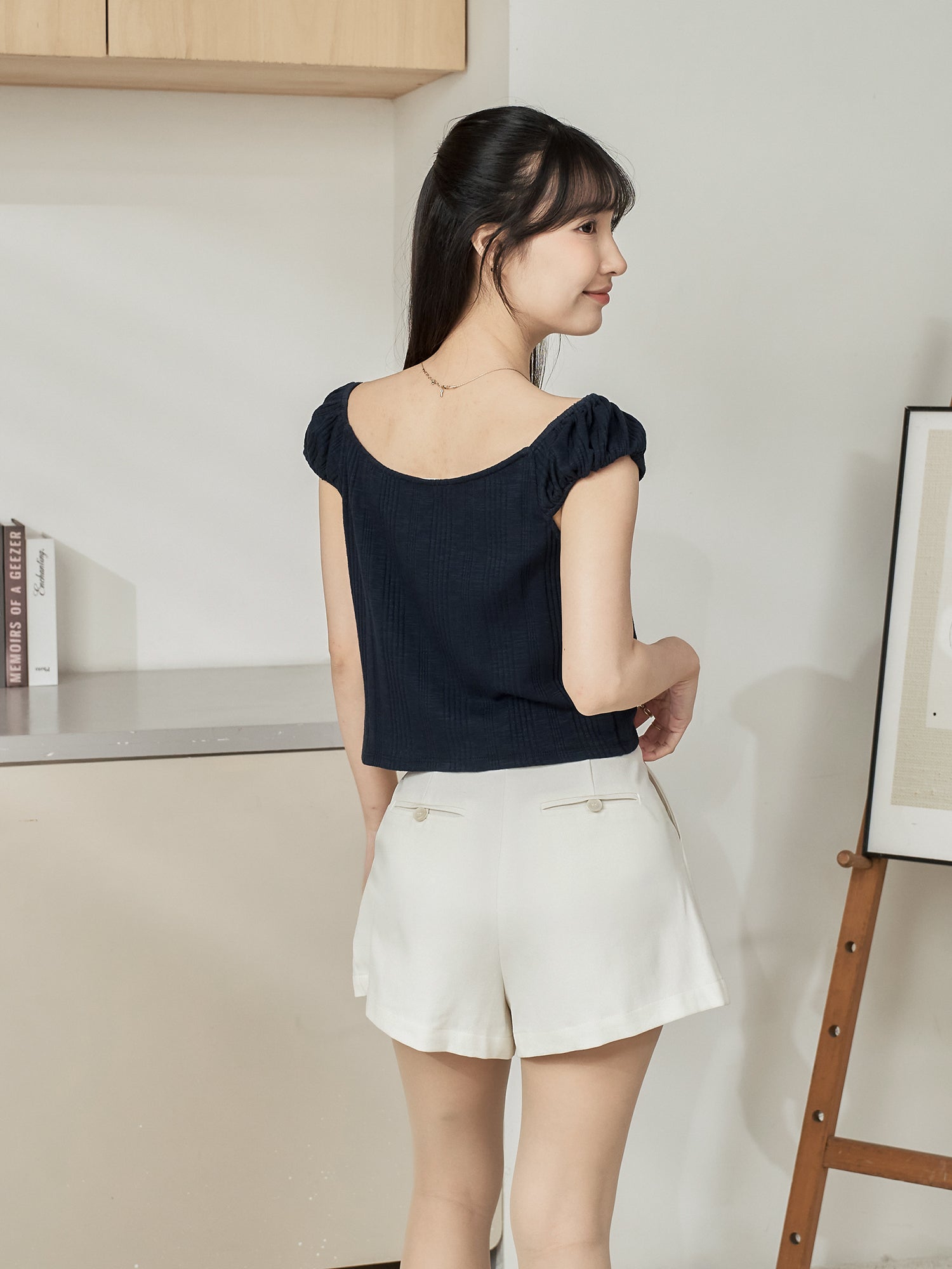 Knit-Blend Cap Sleeve Top