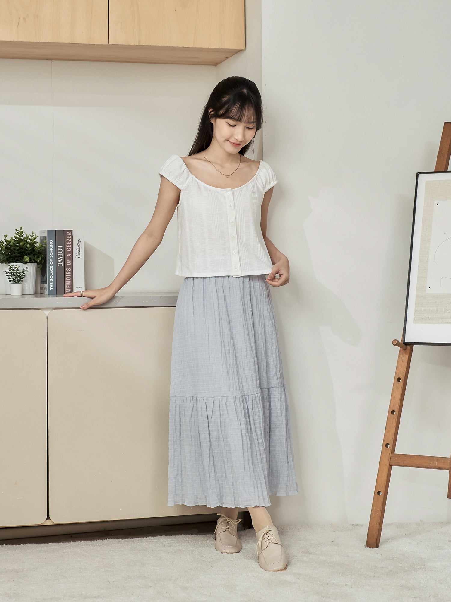 Knit-Blend Cap Sleeve Top