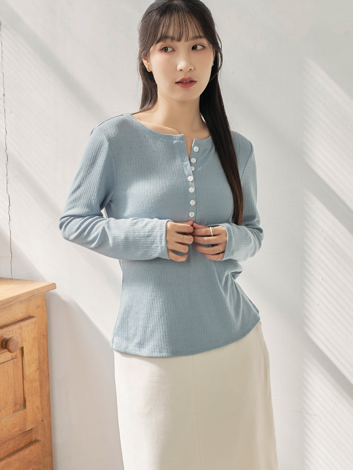 Long Sleeve Henley Top