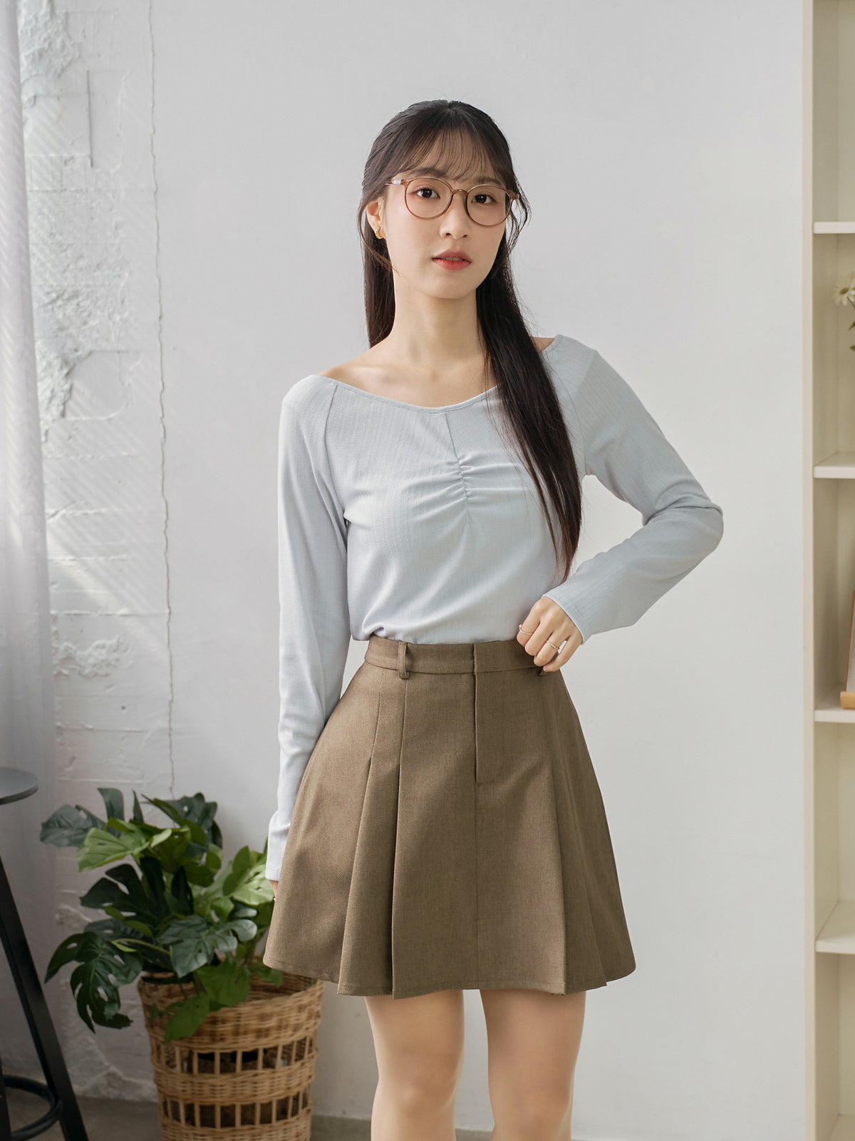 V-neck Front Gather Top