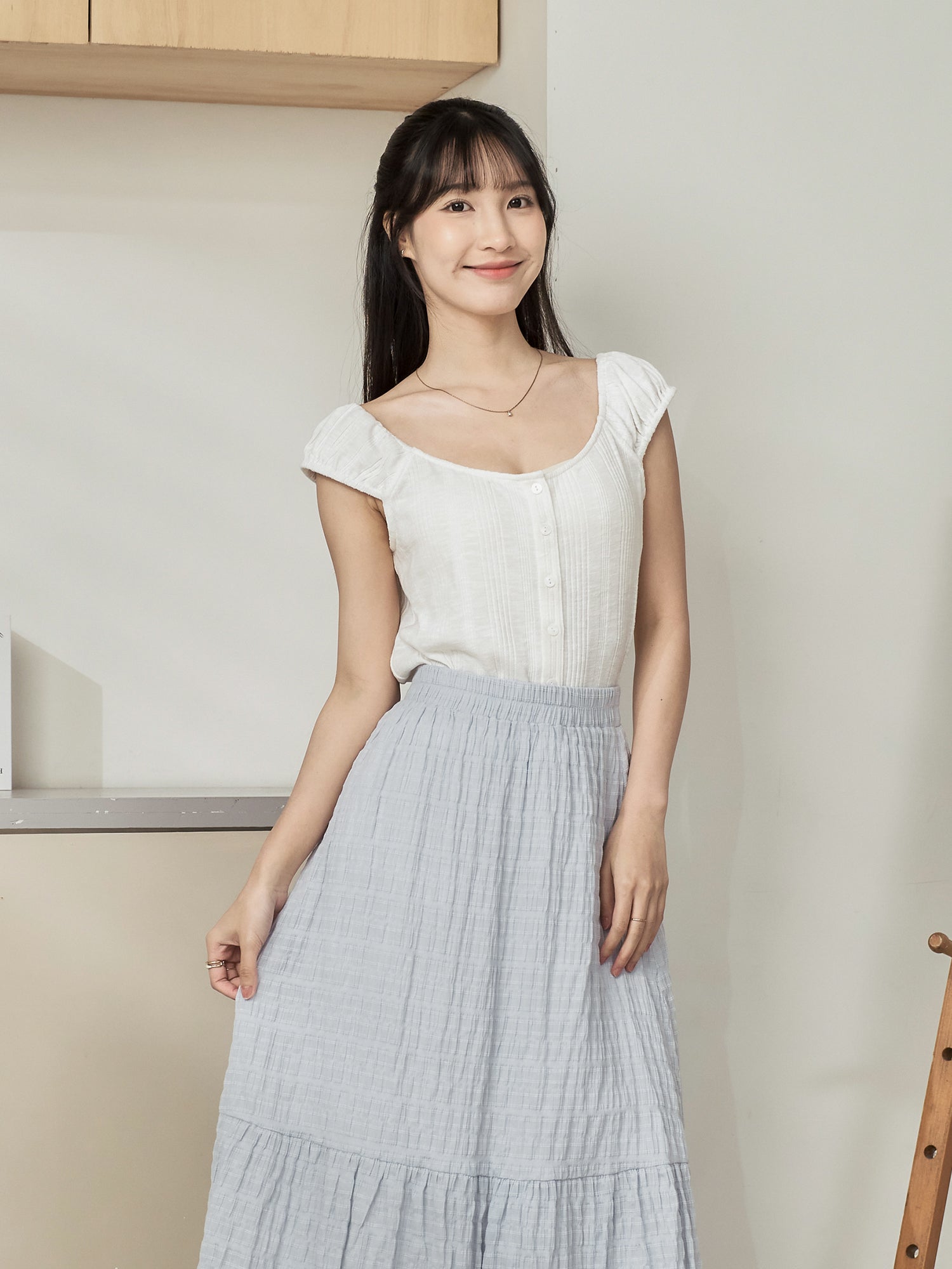 Knit-Blend Cap Sleeve Top