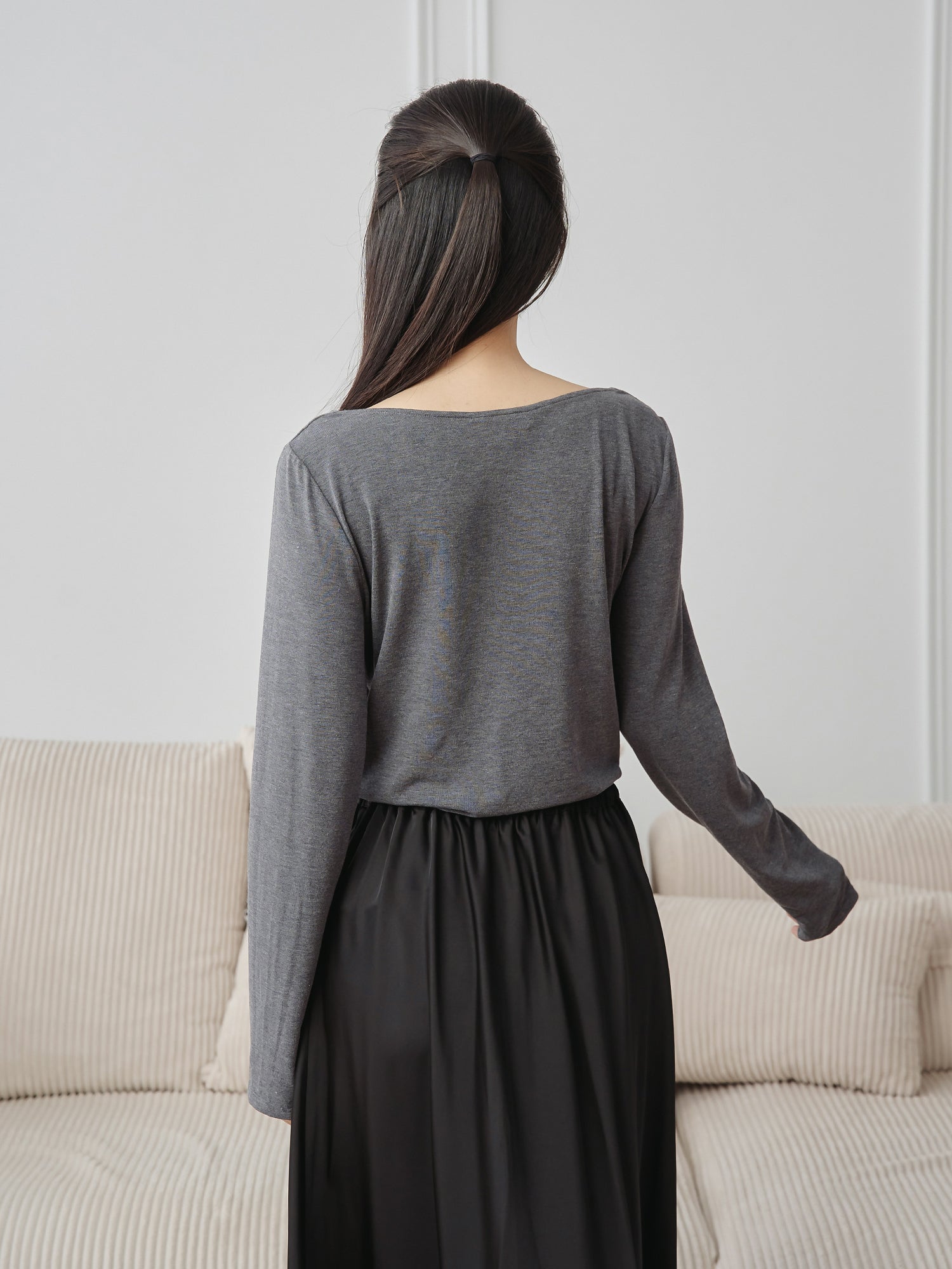 Cowl Neck Top With Scarf