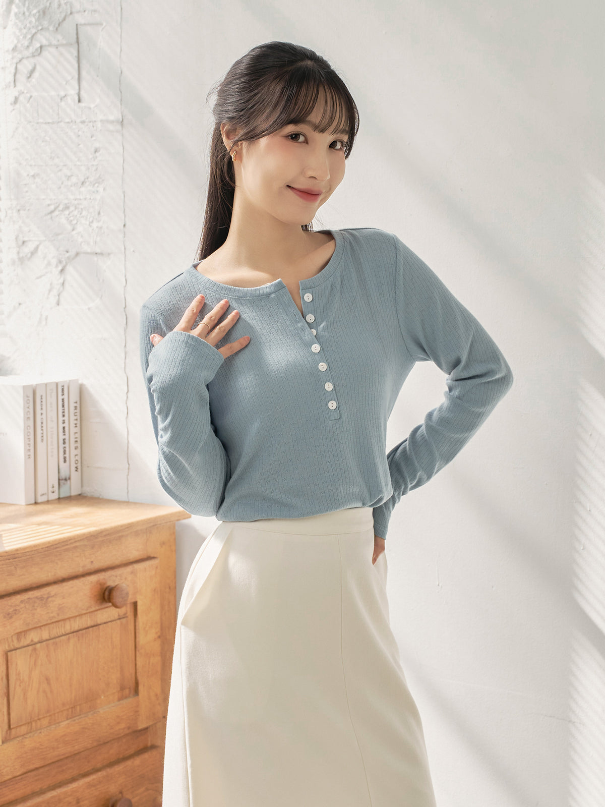 Long Sleeve Henley Top