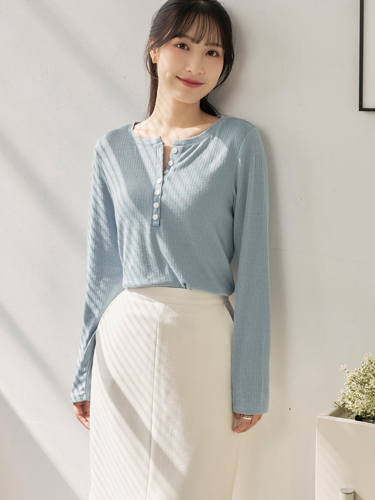 Long Sleeve Henley Top