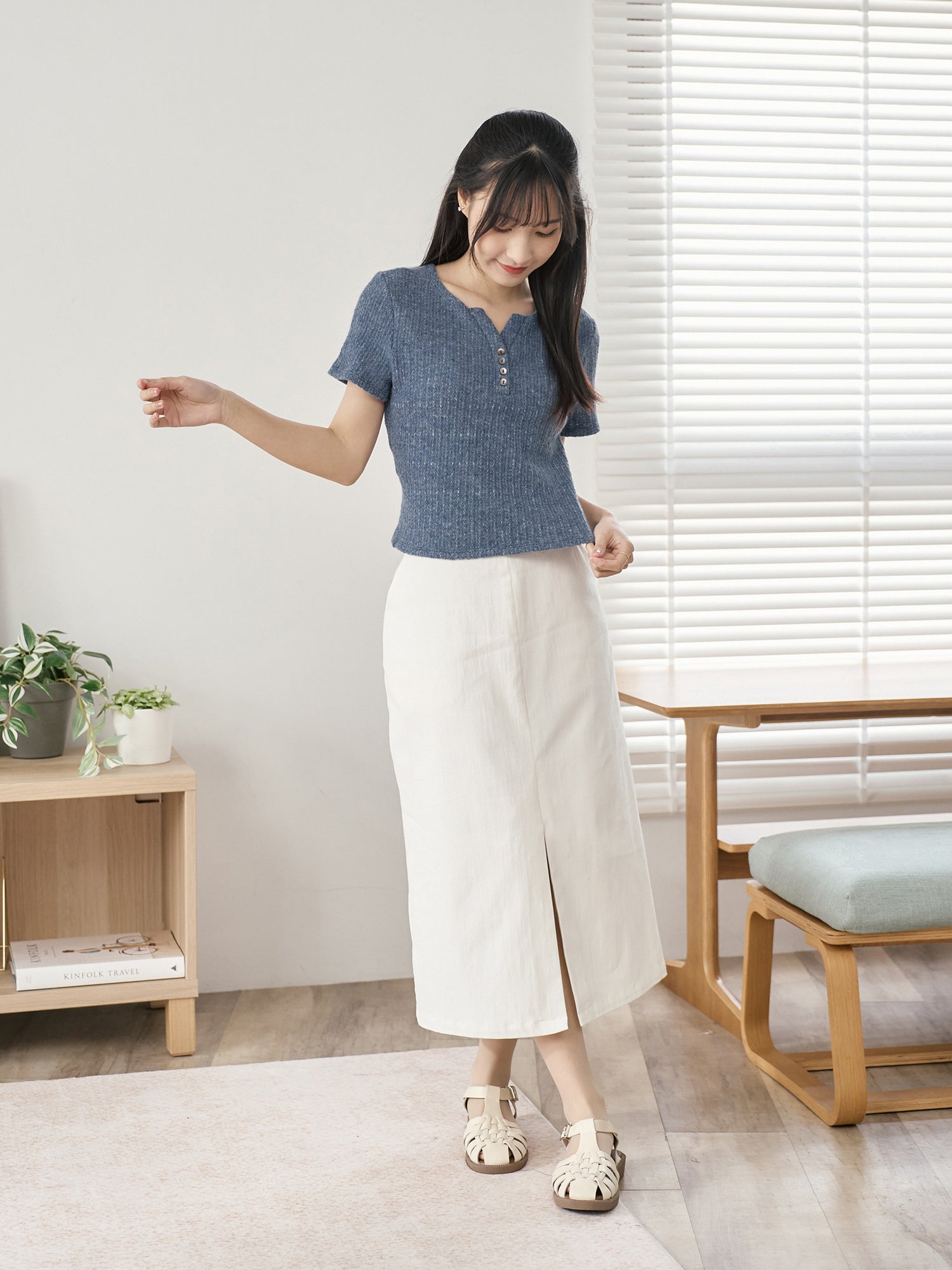 亨利領針織上衣