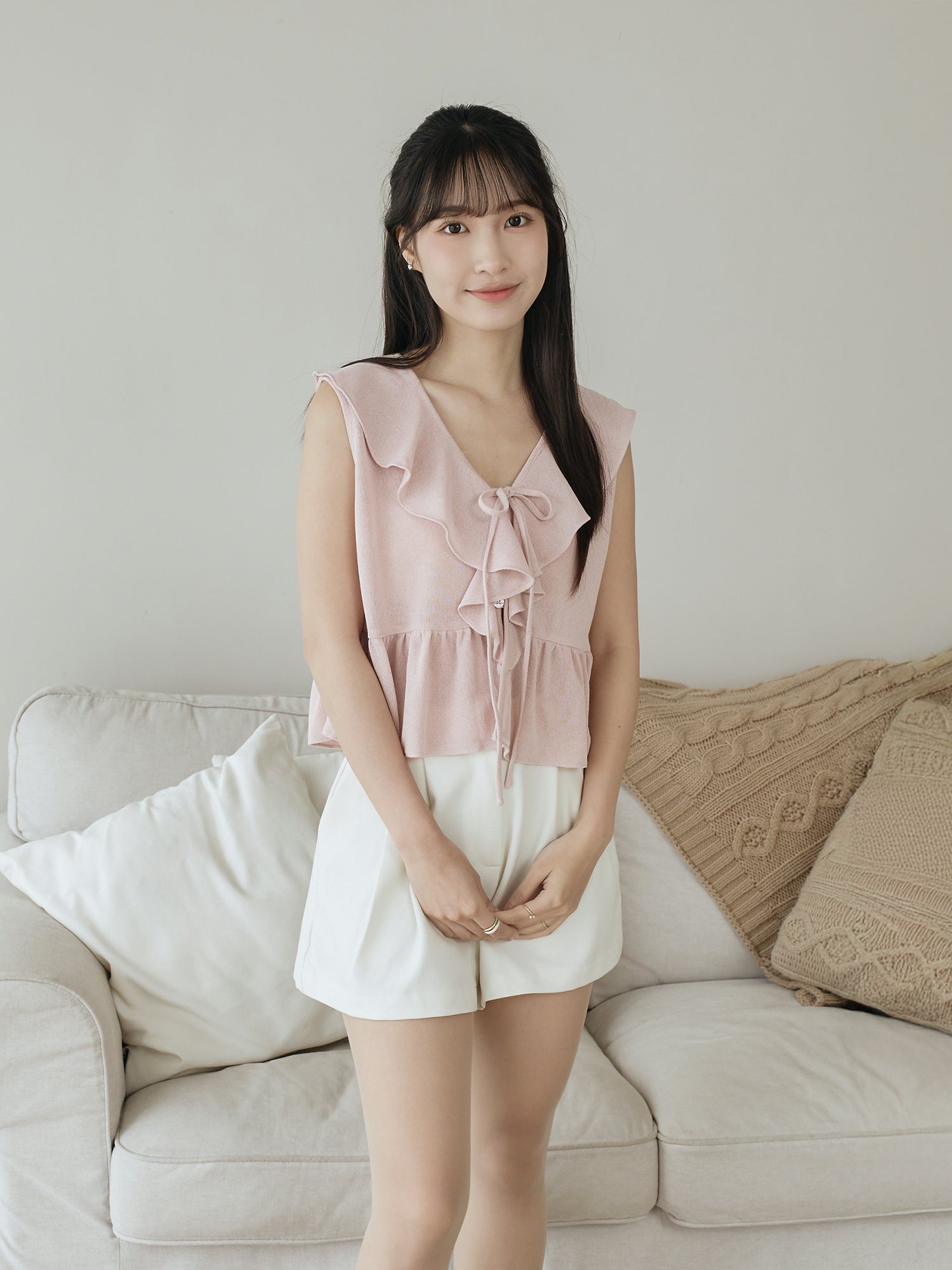 Ruffle Tie Detail Sleeveless Top