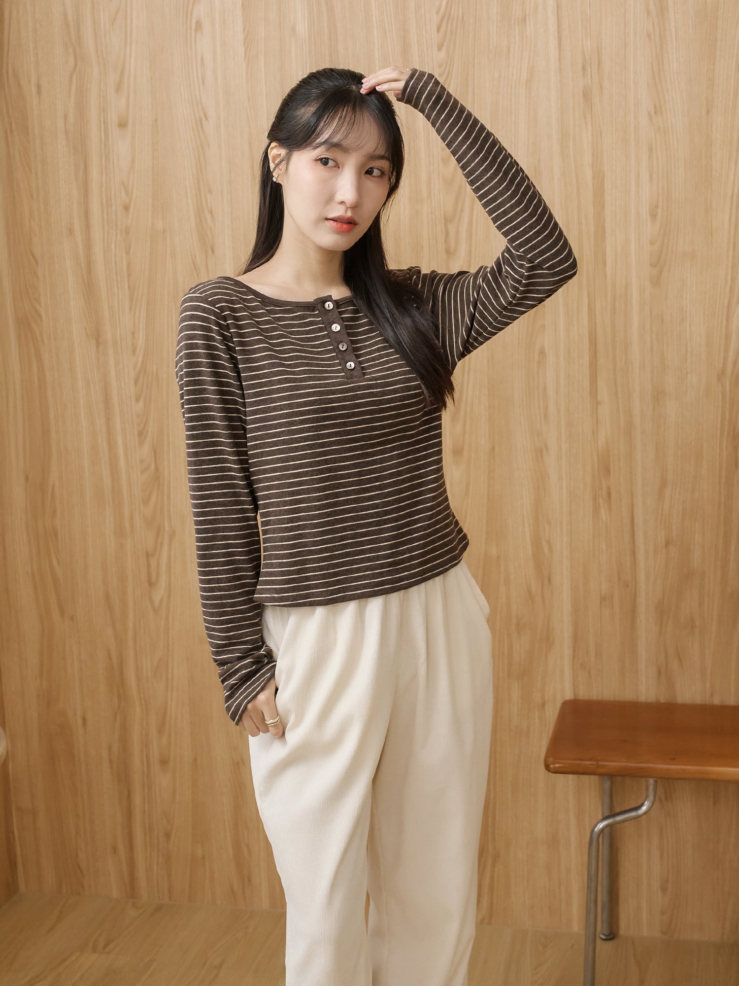 亨利領條紋上衣