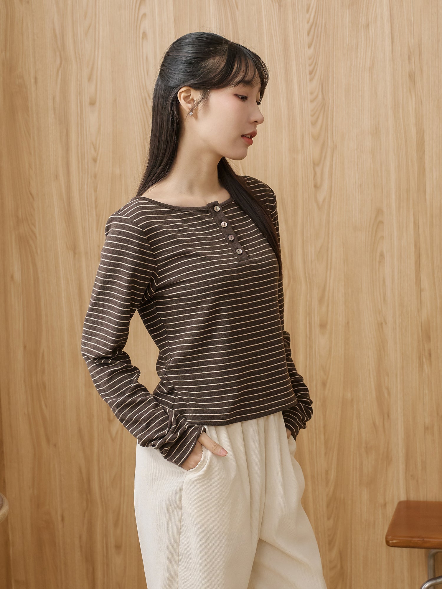 亨利領條紋上衣